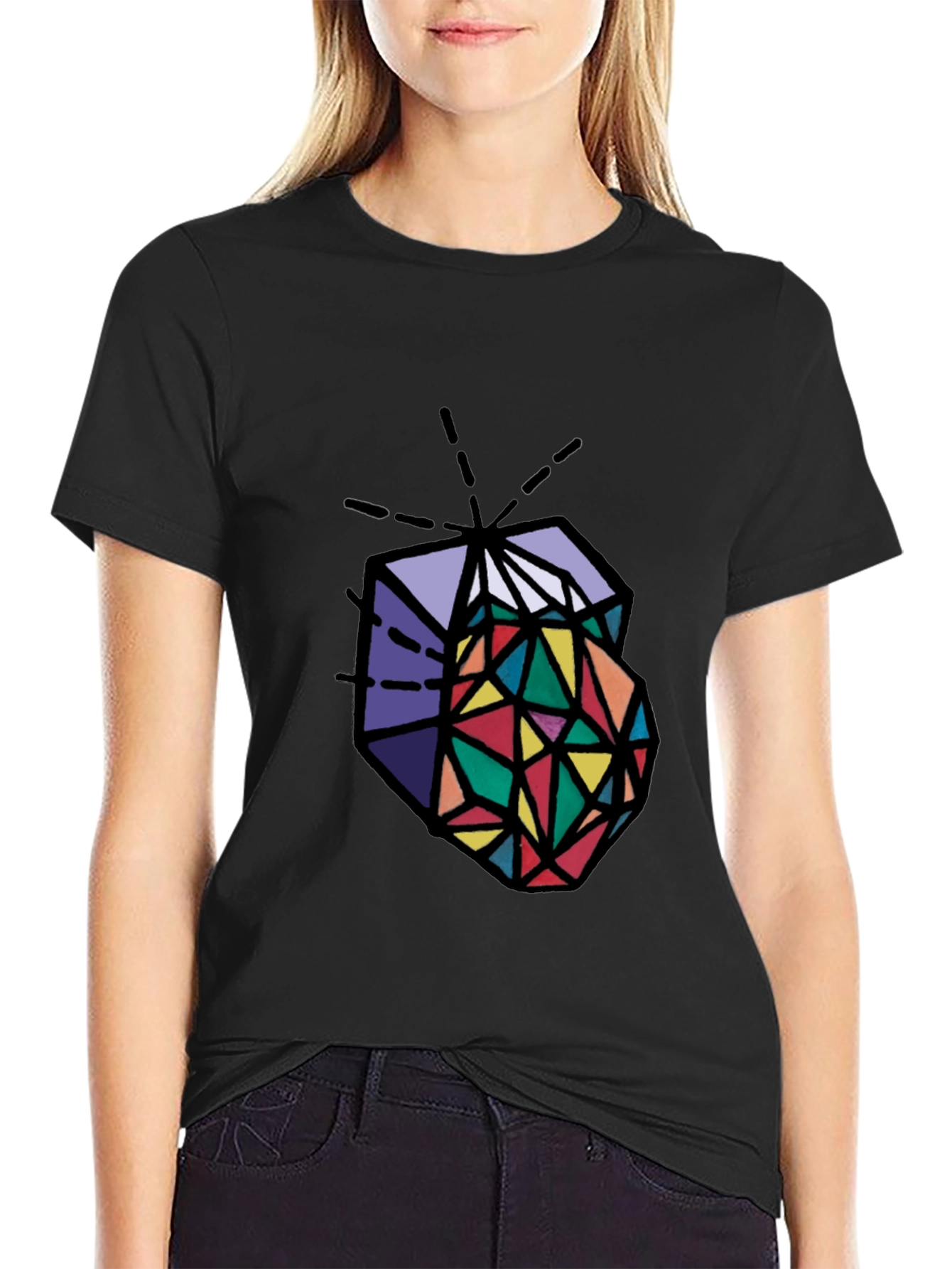 Geometric Prism Graphic Tee - Stylish Mens Black T-Shirt