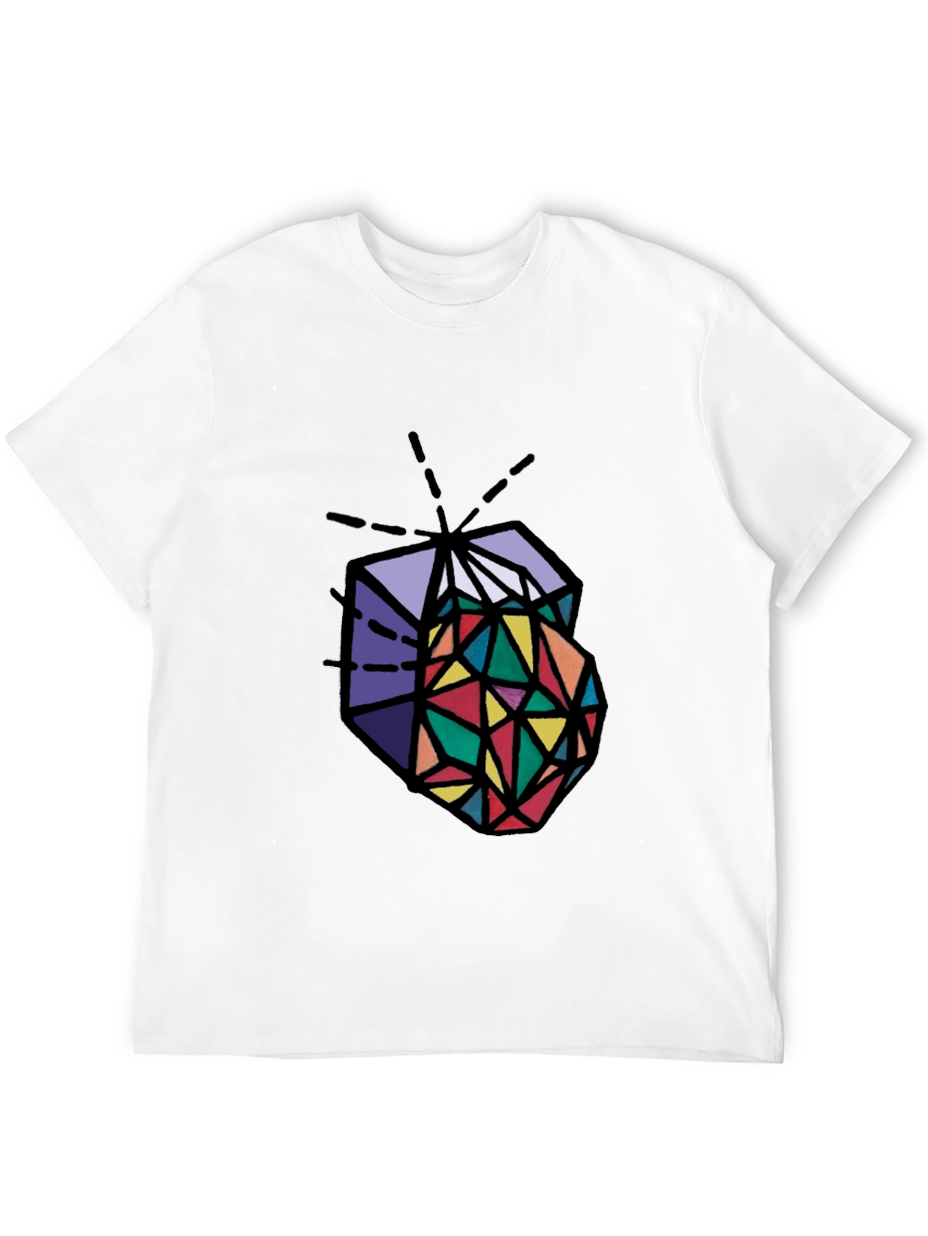 Geometric Prism Graphic Tee - Stylish Mens Black T-Shirt