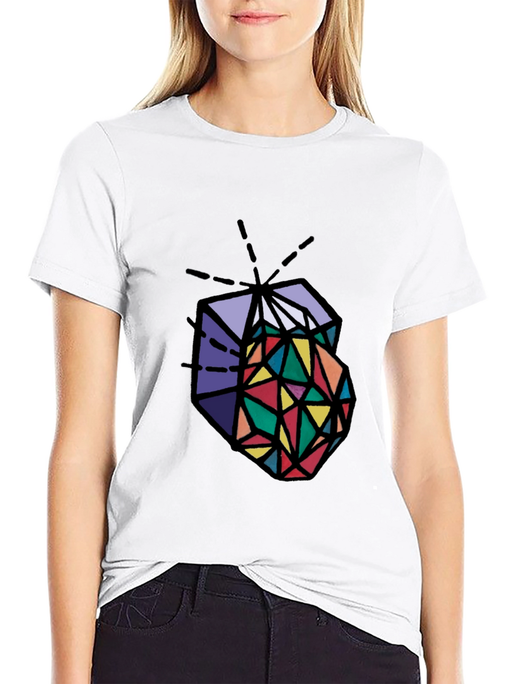 Geometric Prism Graphic Tee - Stylish Mens Black T-Shirt