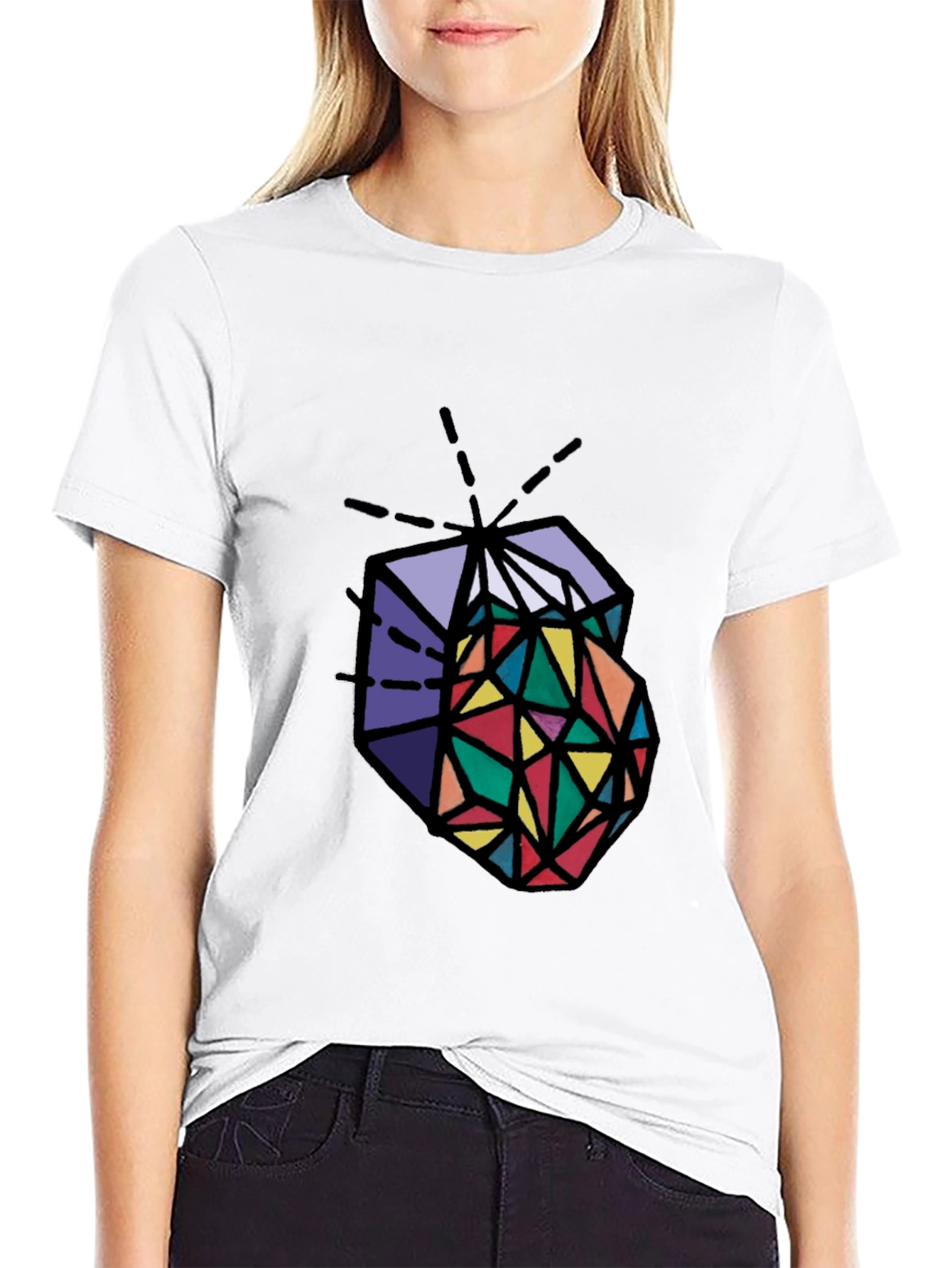 Geometric Prism Graphic Tee - Stylish Mens Black T-Shirt