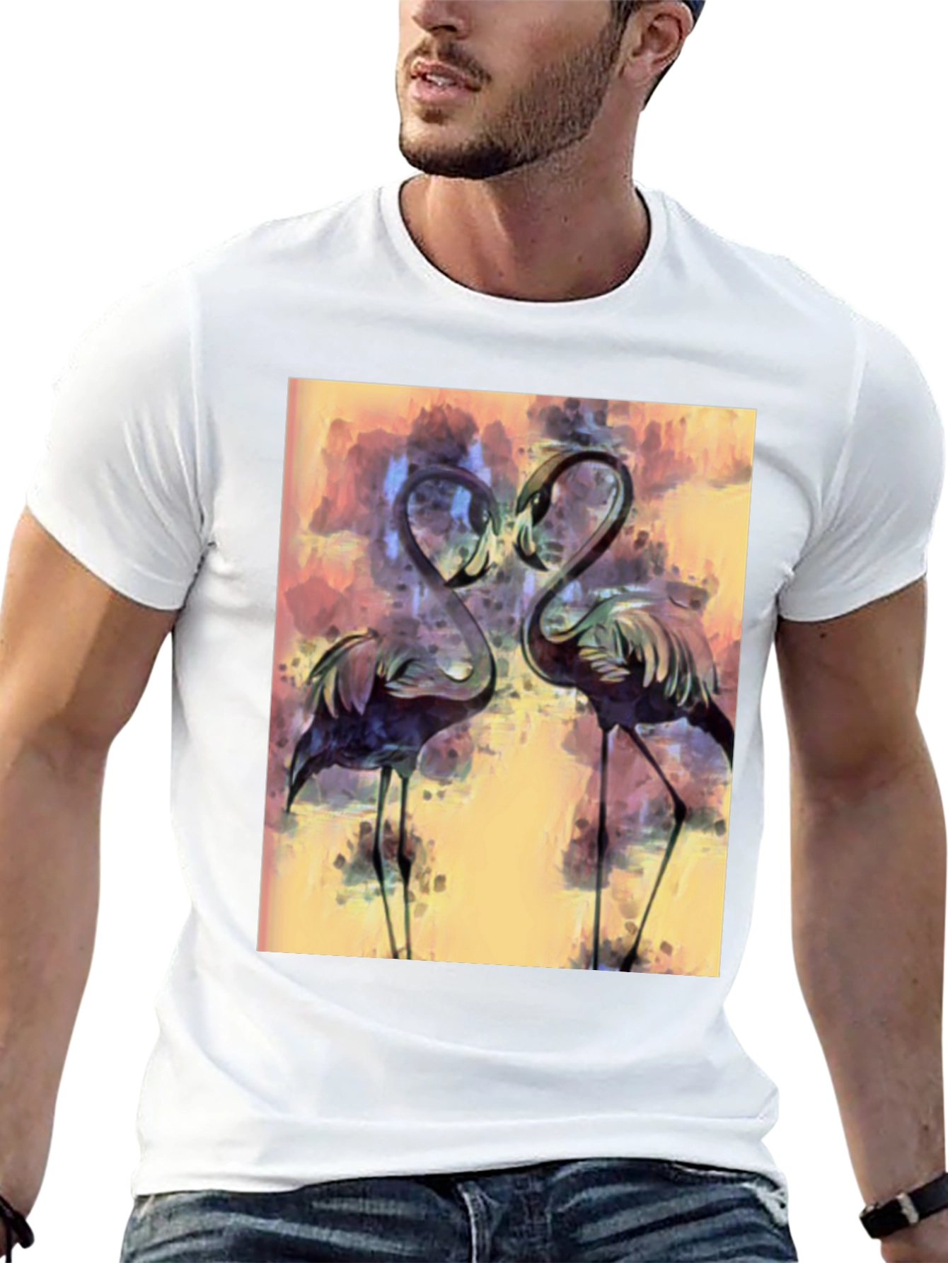 Flamingo Art Graphic T-Shirt - Stylish Bird Lover Tee
