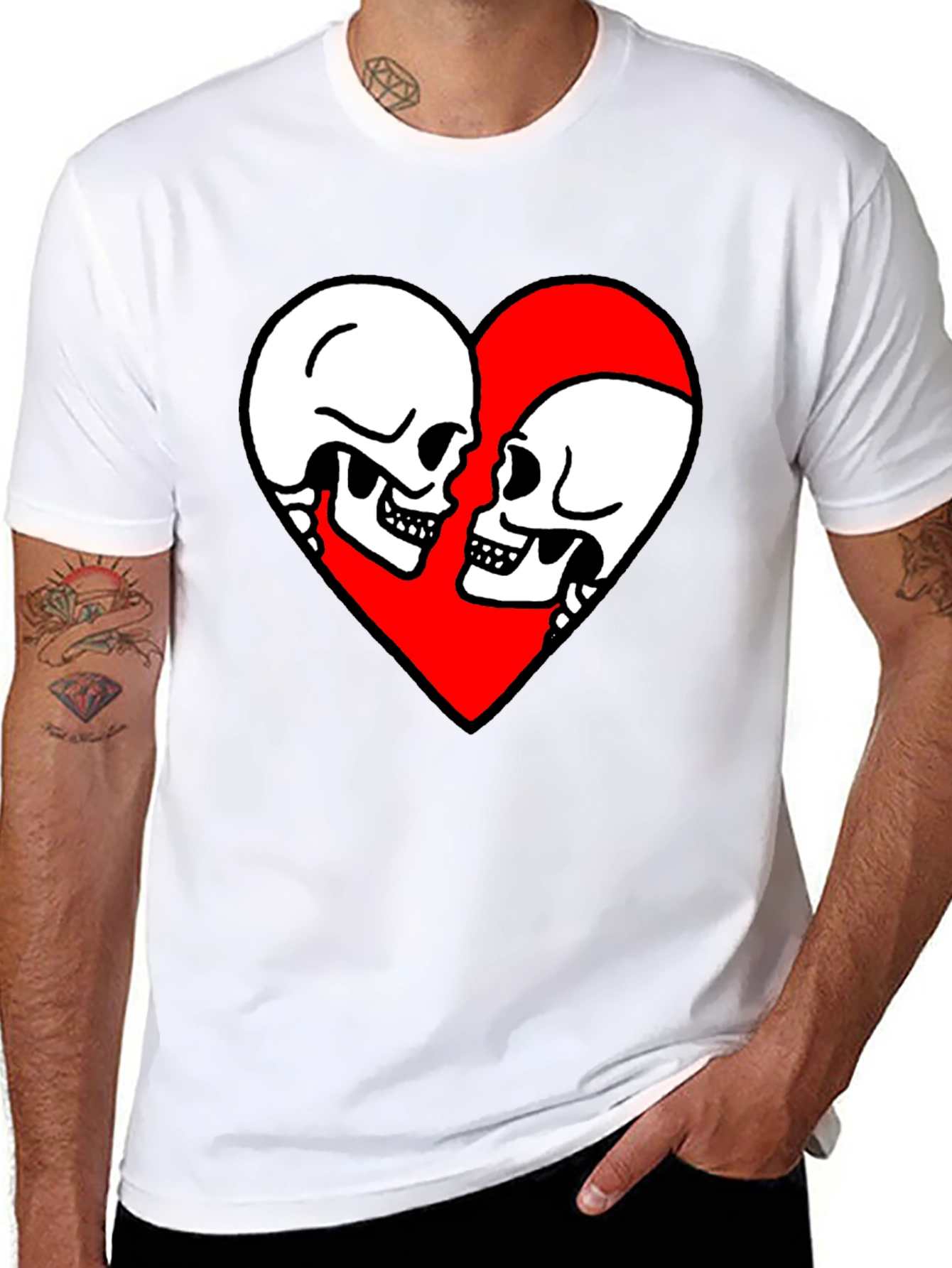Skull Love Heart Graphic Tee