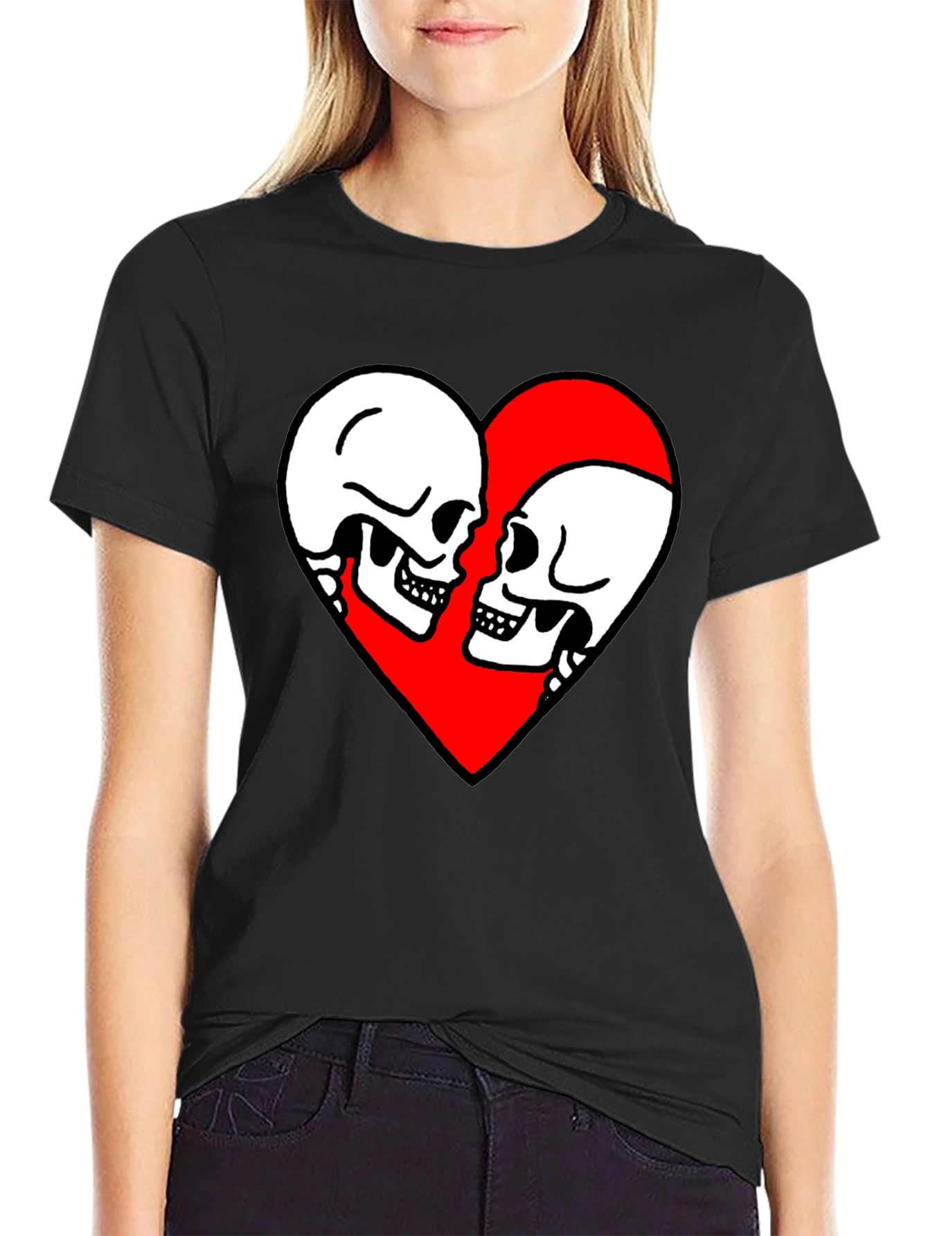 Skull Love Heart Graphic Tee