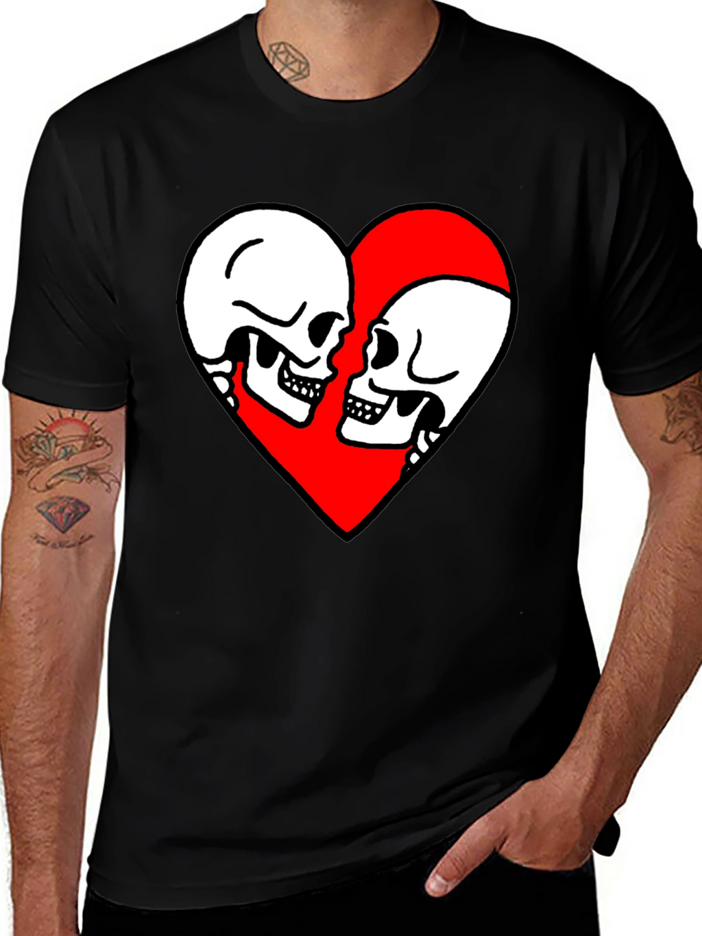 Skull Love Heart Graphic Tee