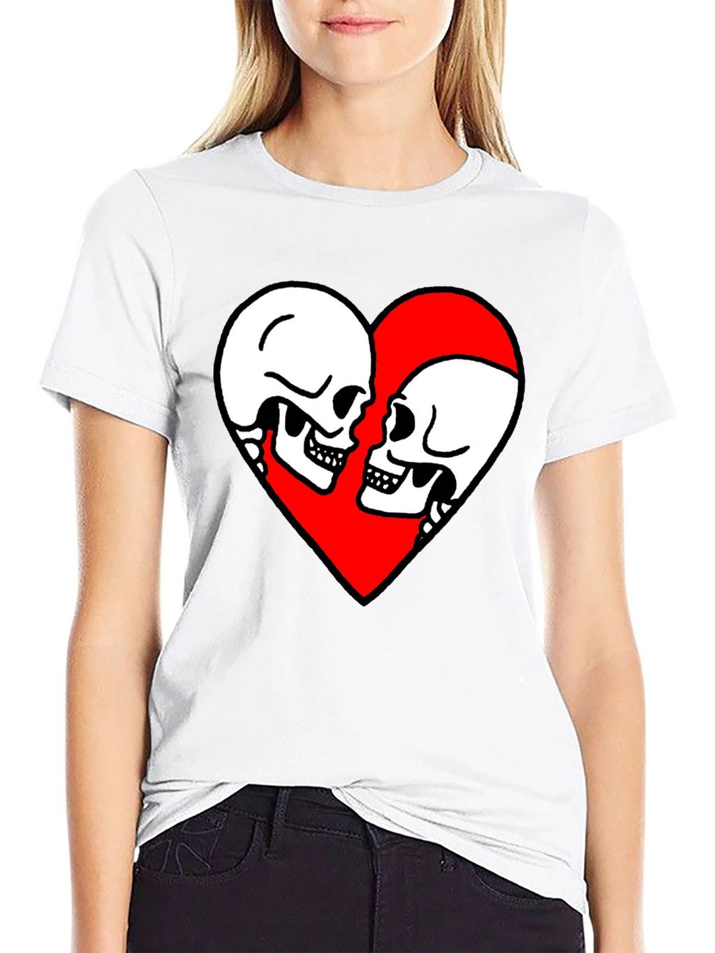 Skull Love Heart Graphic Tee