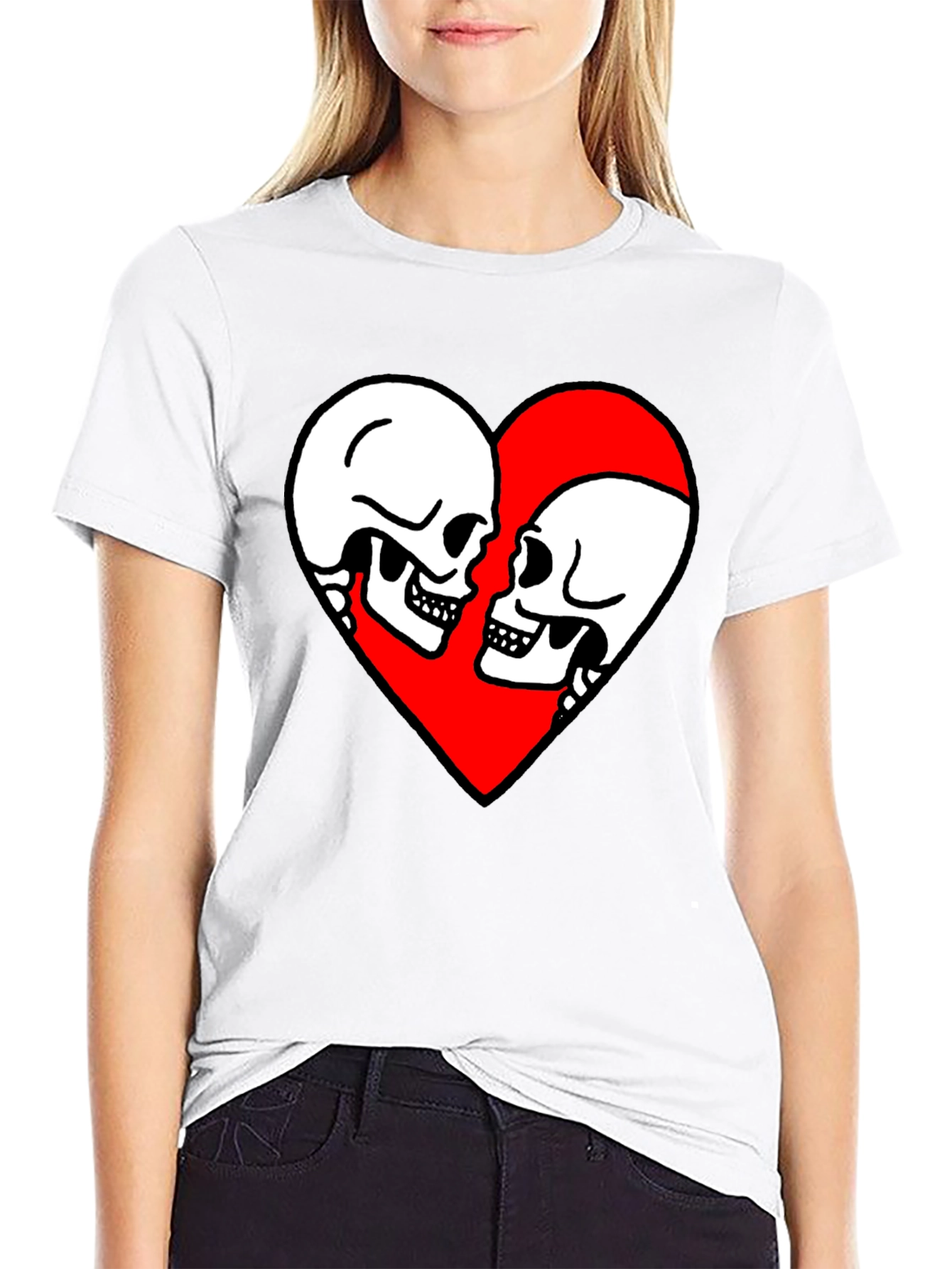 Skull Love Heart Graphic Tee