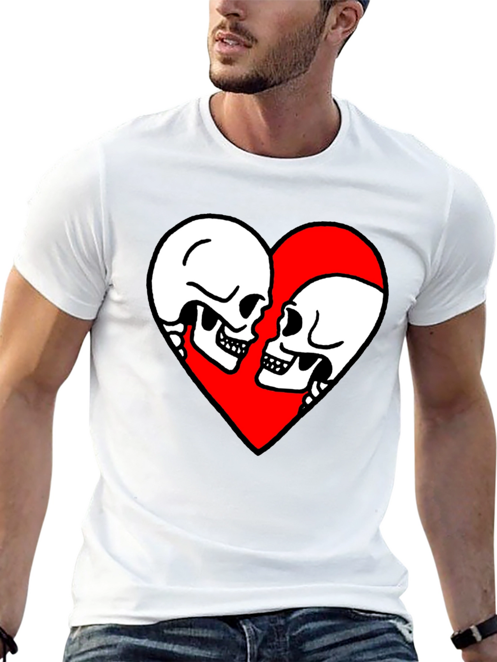 Skull Love Heart Graphic Tee