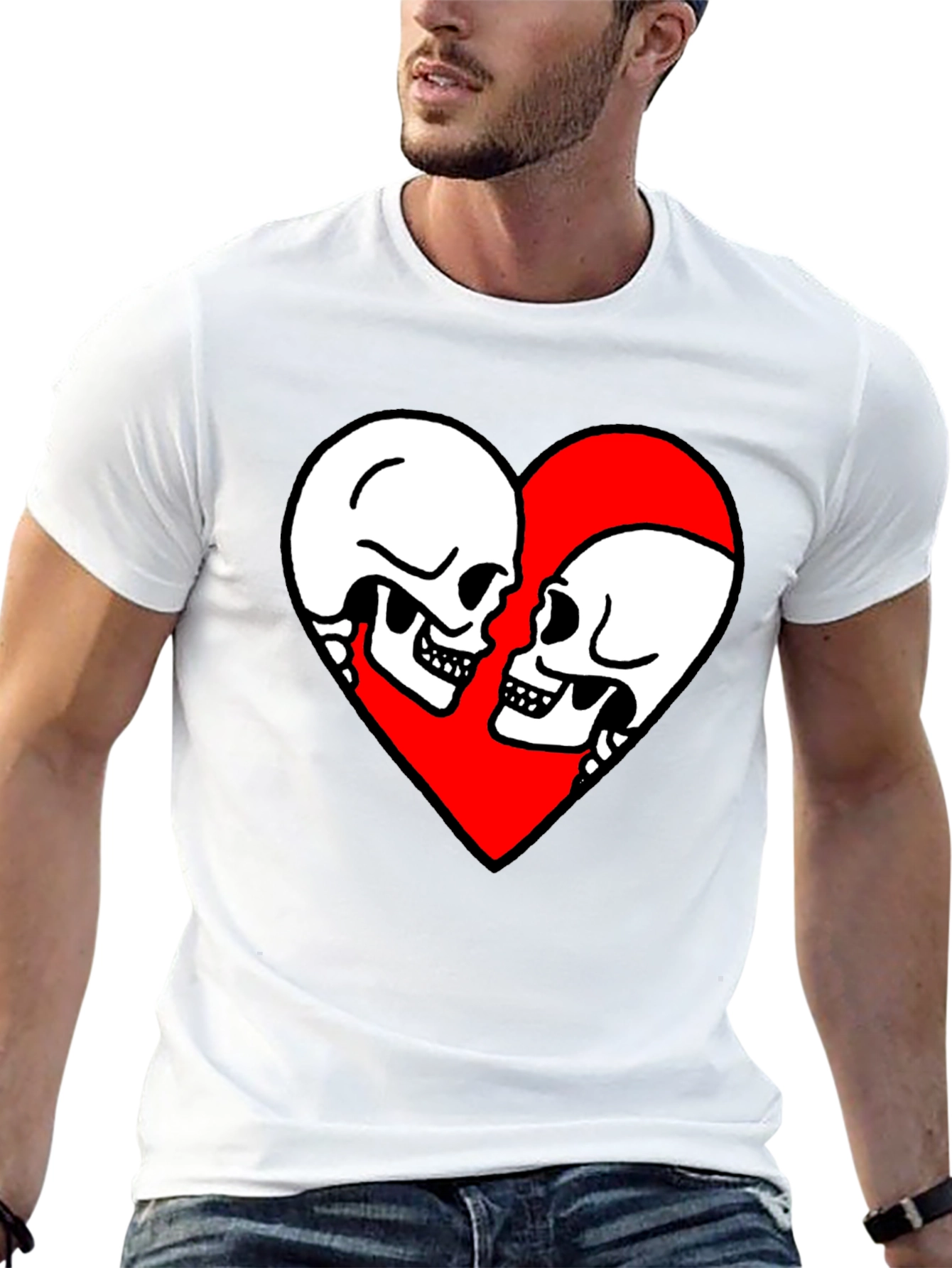 Skull Love Heart Graphic Tee