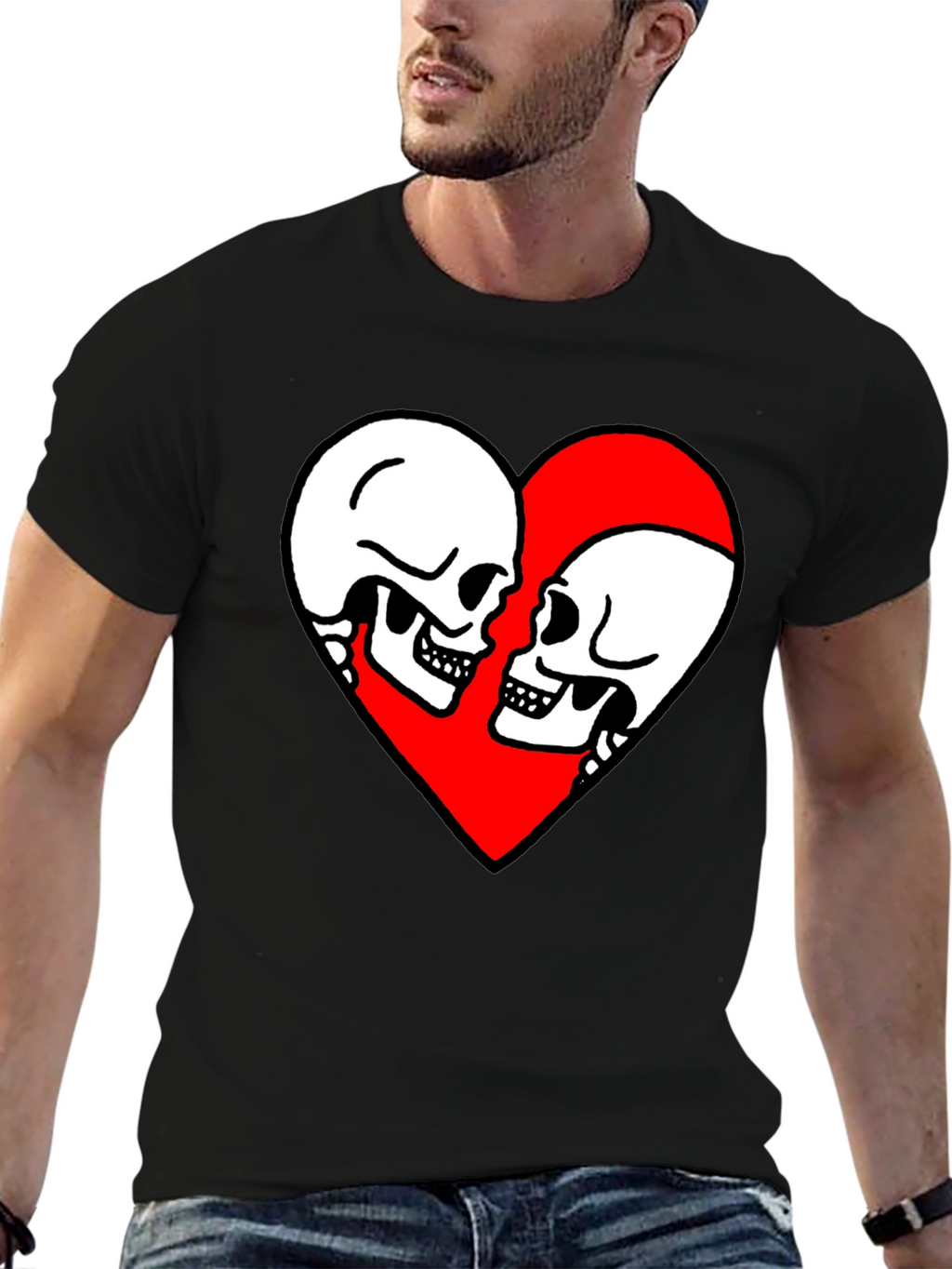 Skull Love Heart Graphic Tee