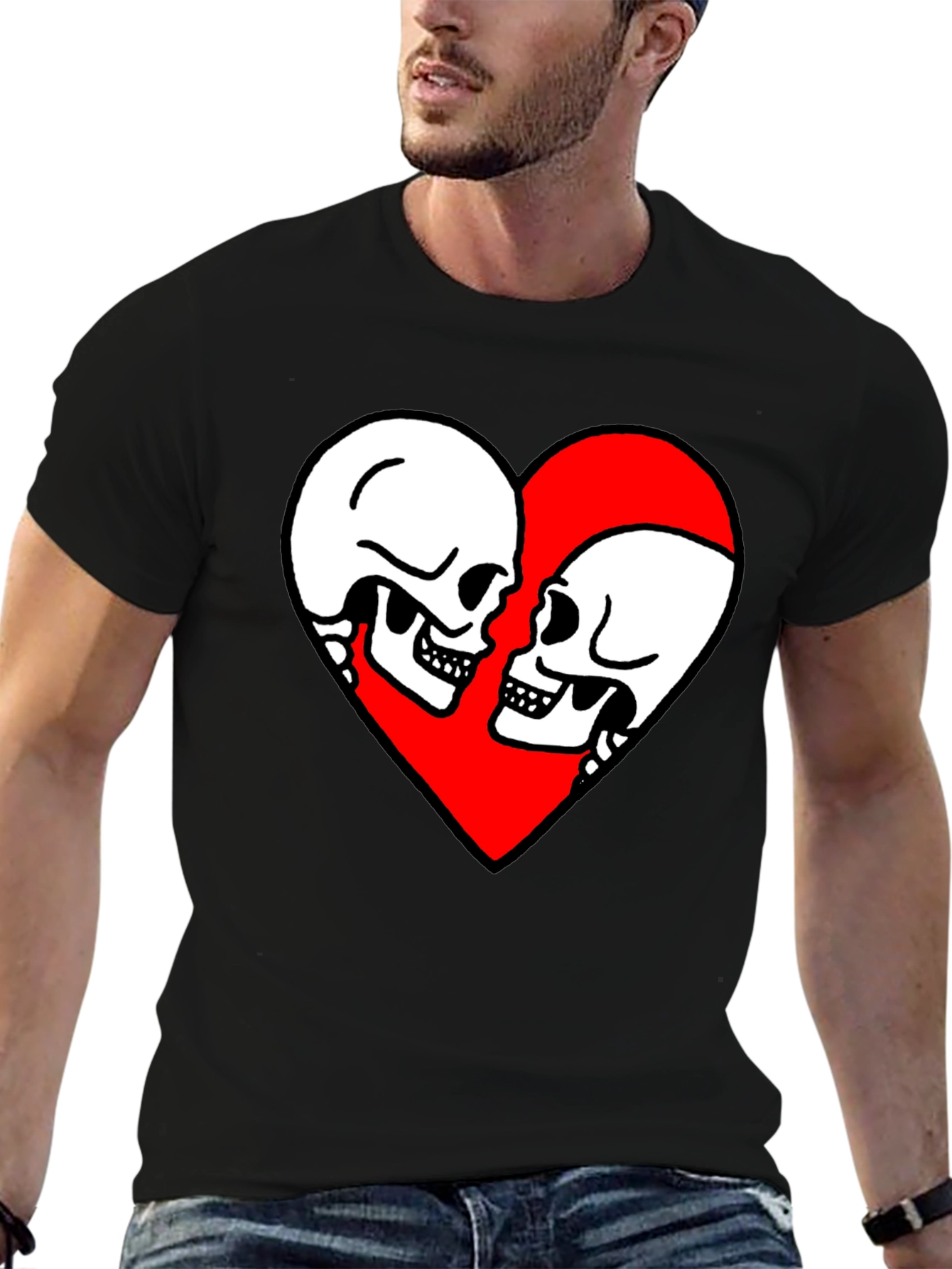 Skull Love Heart Graphic Tee