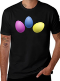Easter Eggs Graphic Tee - Black Cotton T-Shirt