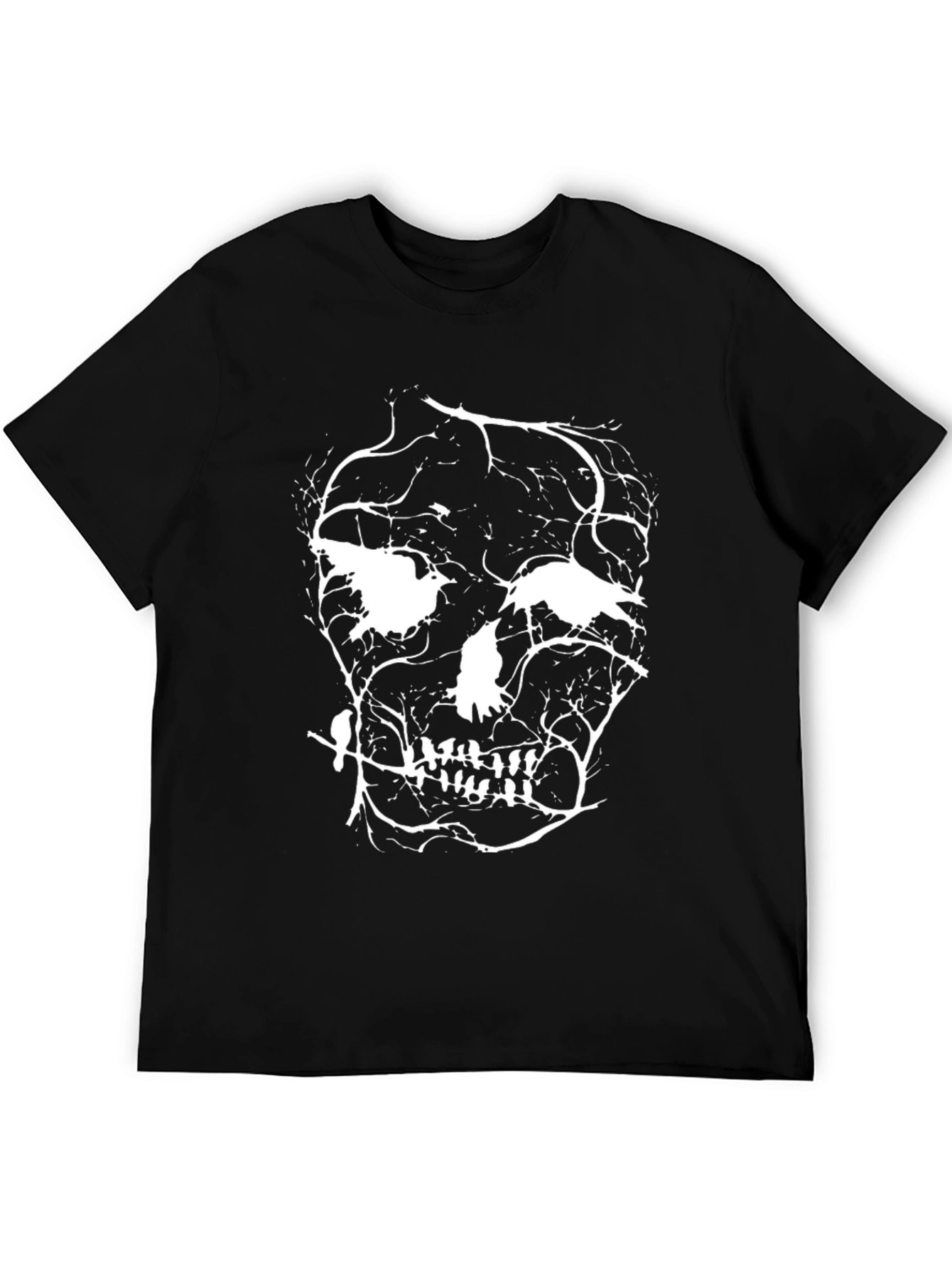 Skull Branches Graphic T-Shirt - Black Cotton Tee