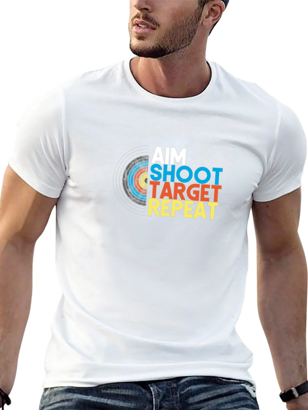Aim Shoot Target Repeat Black Graphic Tee