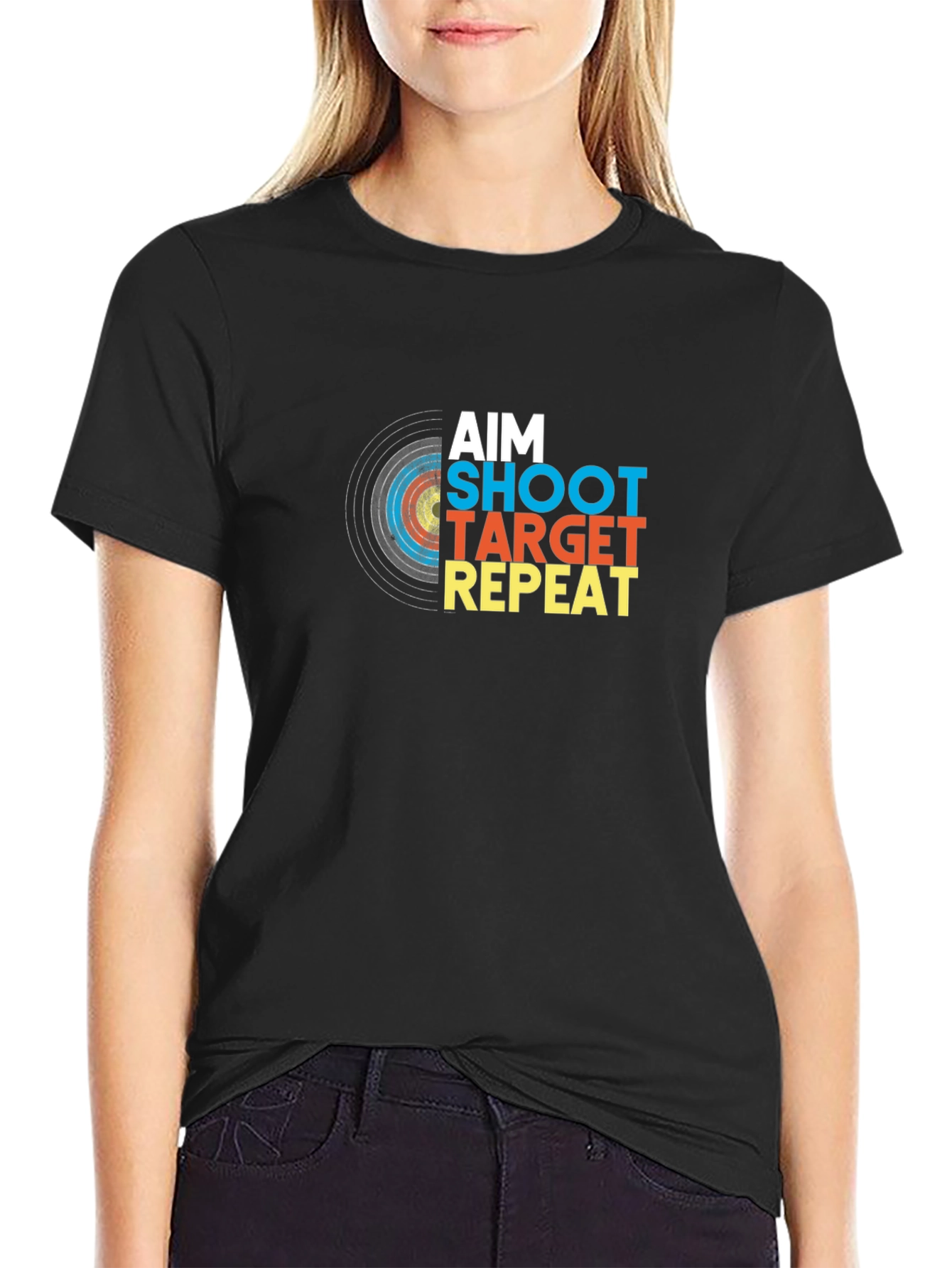 Aim Shoot Target Repeat Black Graphic Tee