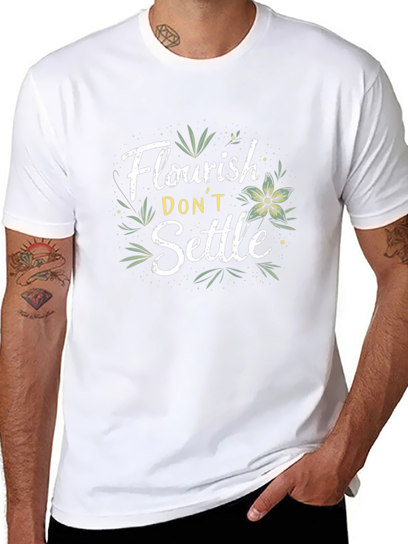 Flourish Dont Settle Graphic Tee - Motivational Shirt