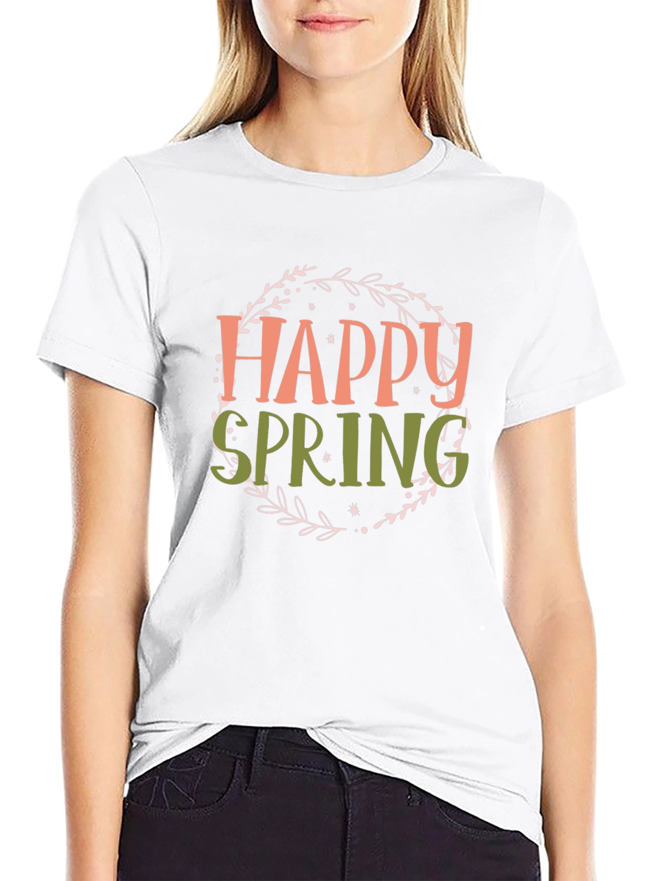 Happy Spring Graphic T-Shirt - Black