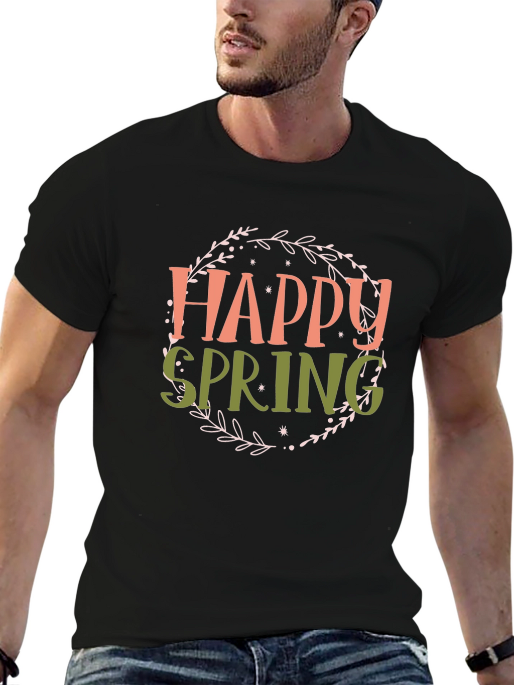 Happy Spring Graphic T-Shirt - Black