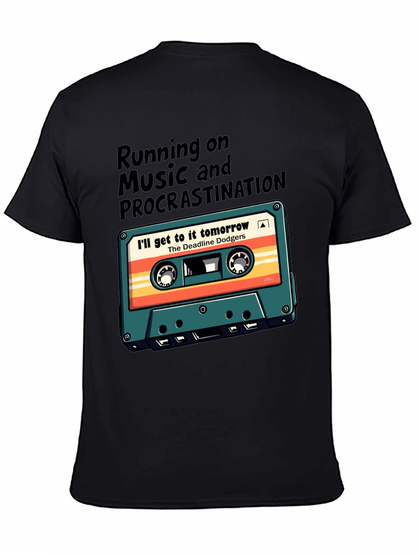 Retro Cassette Tape T-Shirt: Music & Procrastination