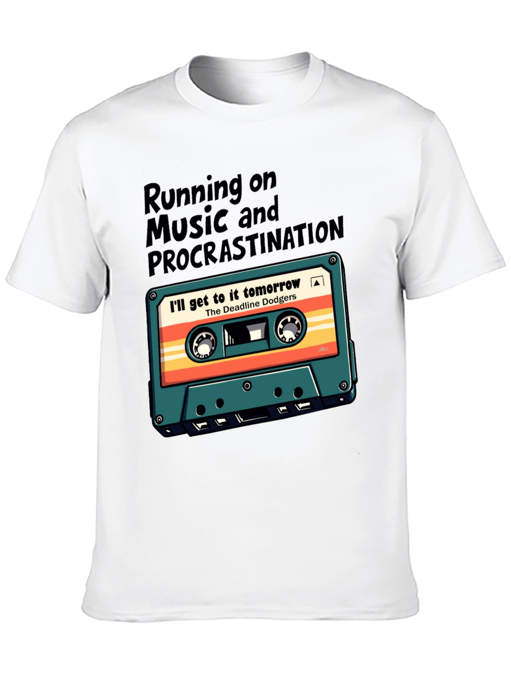 Retro Cassette Tape T-Shirt: Music & Procrastination