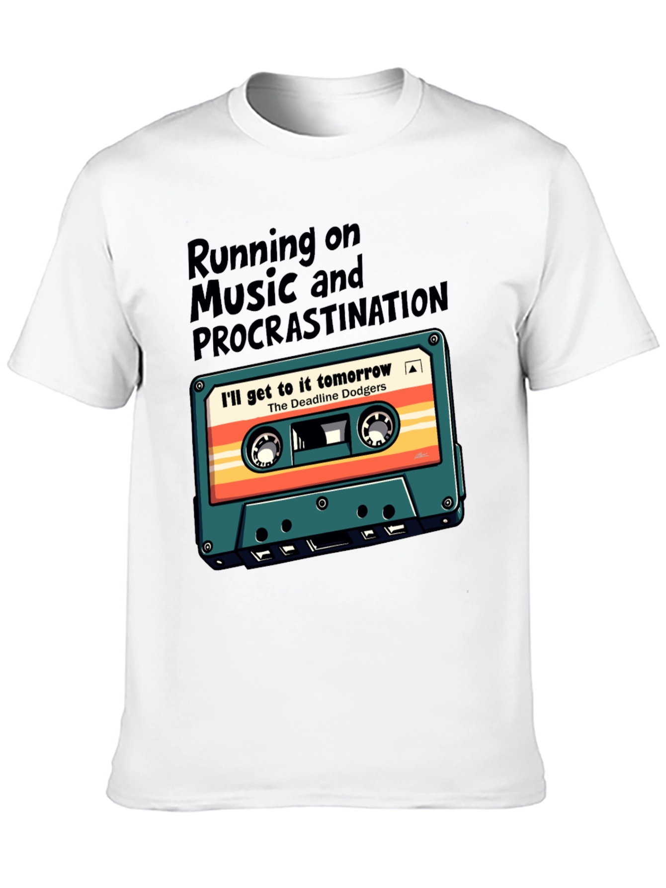 Retro Cassette Tape T-Shirt: Music & Procrastination