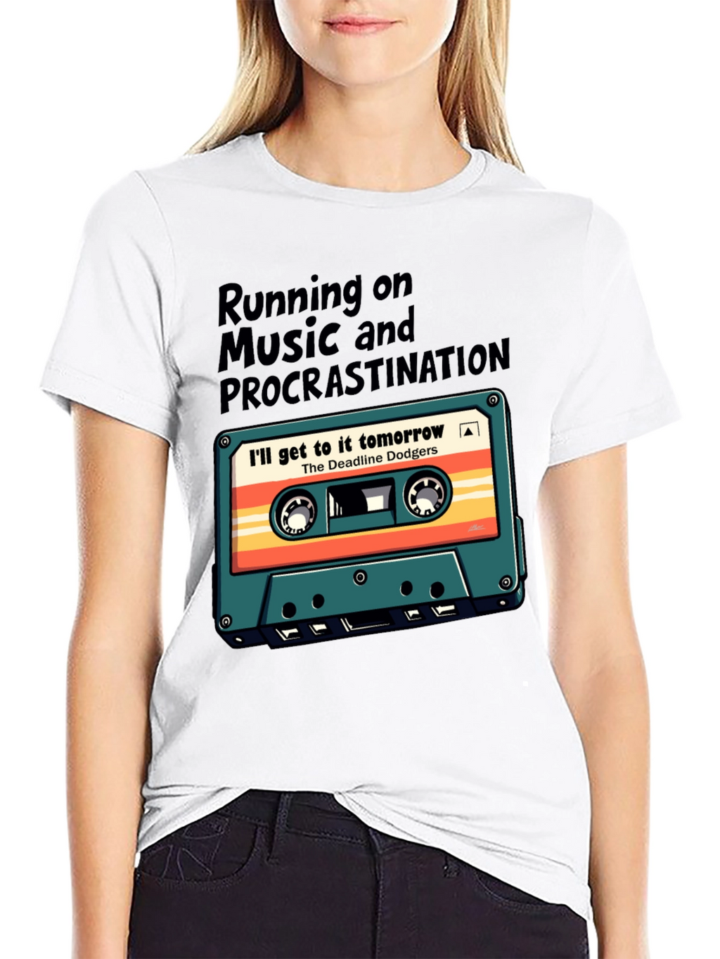 Retro Cassette Tape T-Shirt: Music & Procrastination