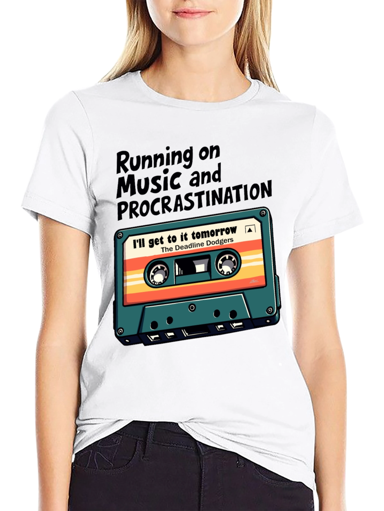 Retro Cassette Tape T-Shirt: Music & Procrastination
