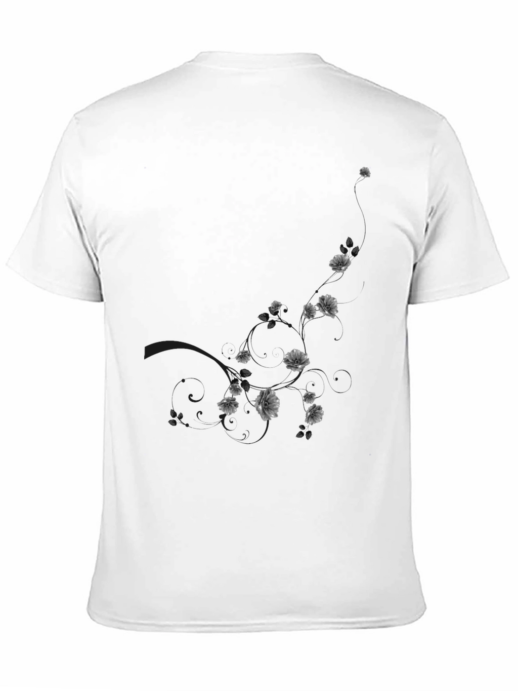 Mens Black Floral Graphic T-Shirt
