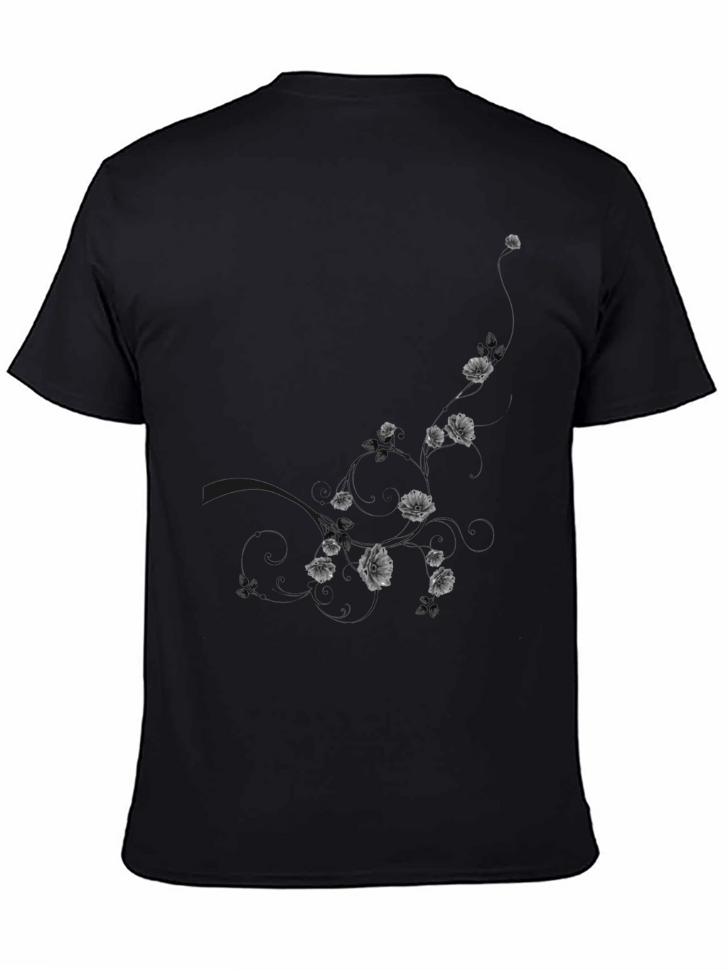 Mens Black Floral Graphic T-Shirt