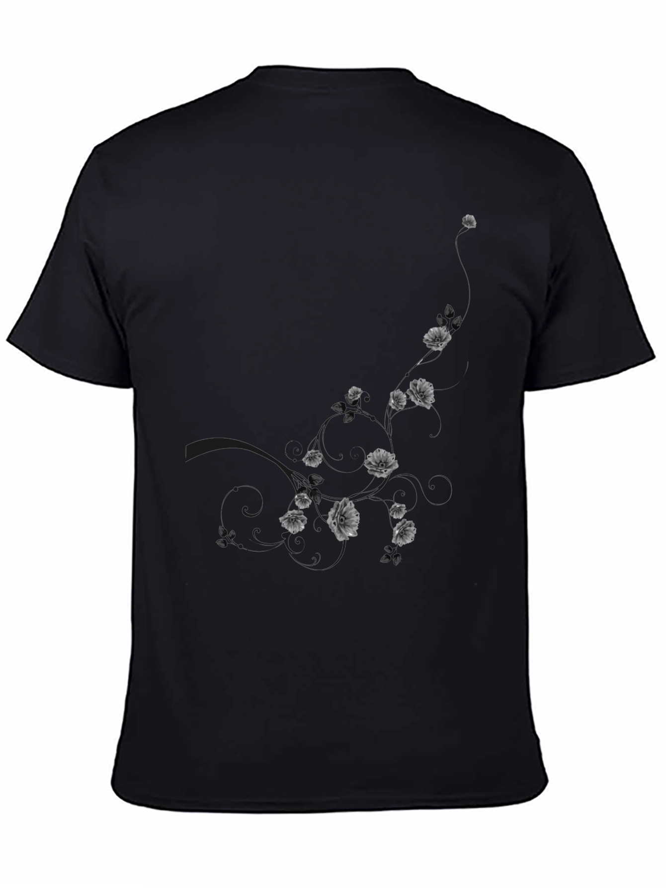 Mens Black Floral Graphic T-Shirt