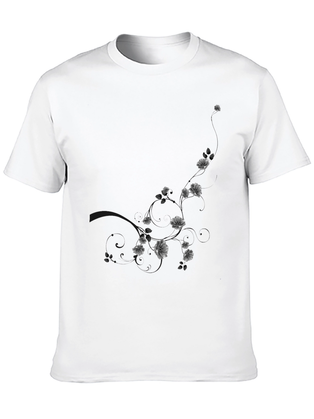 Mens Black Floral Graphic T-Shirt