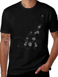 Mens Black Floral Graphic T-Shirt