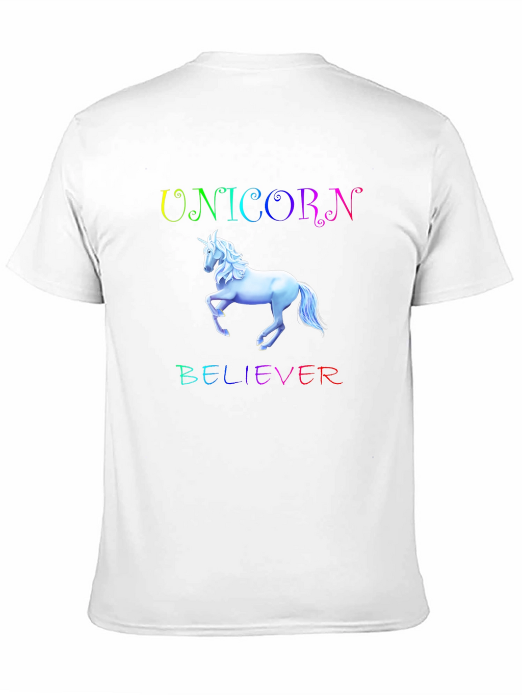 Unicorn Believer Rainbow Text Black T-Shirt