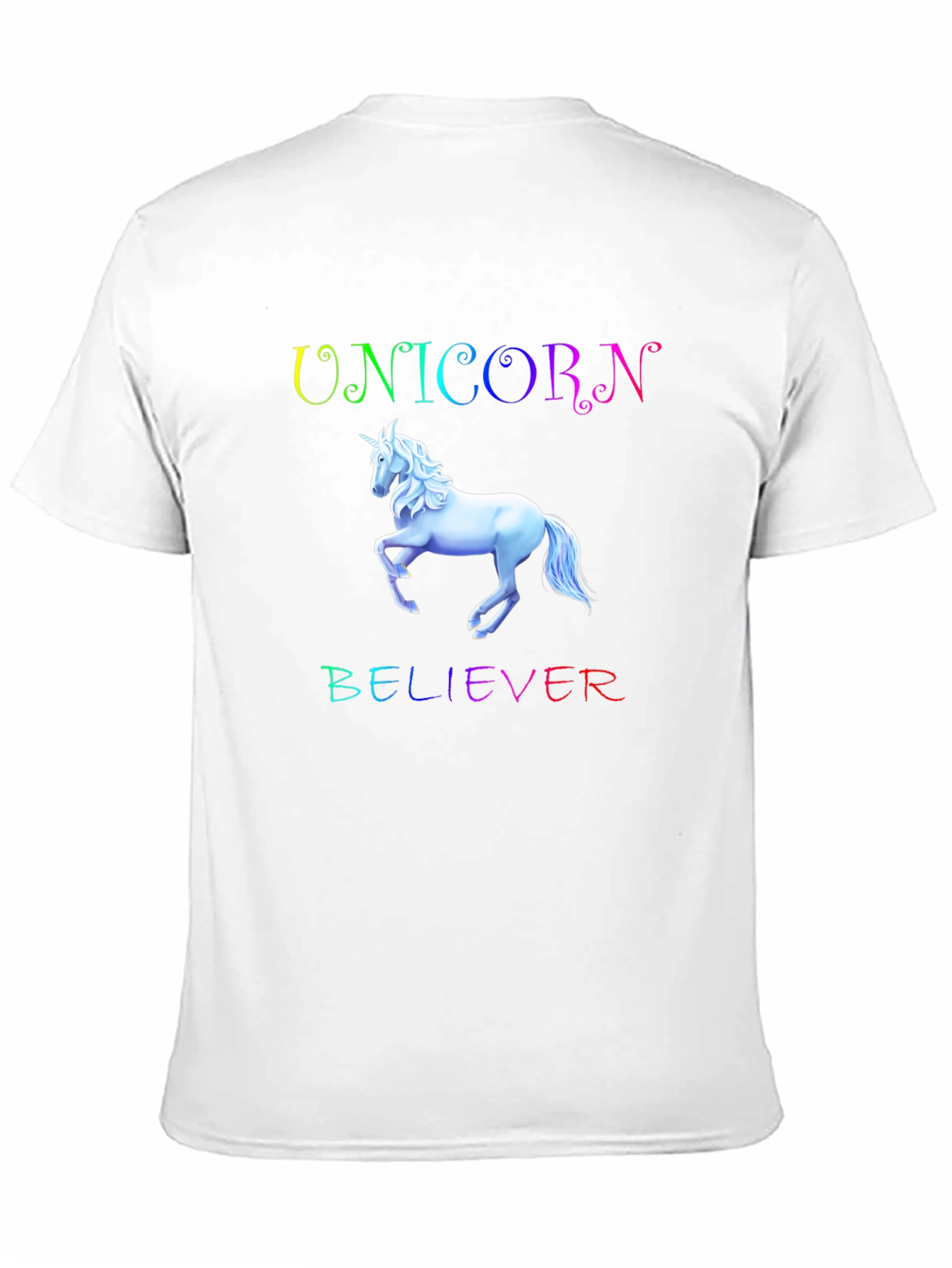 Unicorn Believer Rainbow Text Black T-Shirt