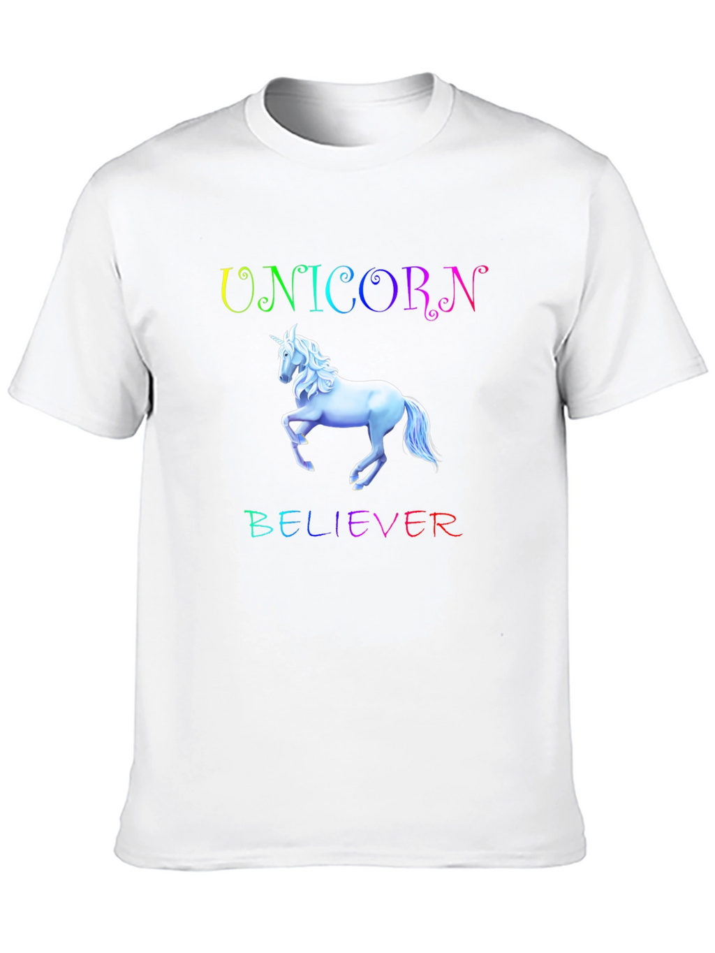 Unicorn Believer Rainbow Text Black T-Shirt
