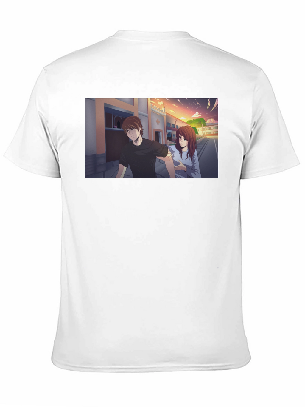 Anime Couple Graphic Black T-Shirt