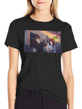 Anime Couple Graphic Black T-Shirt