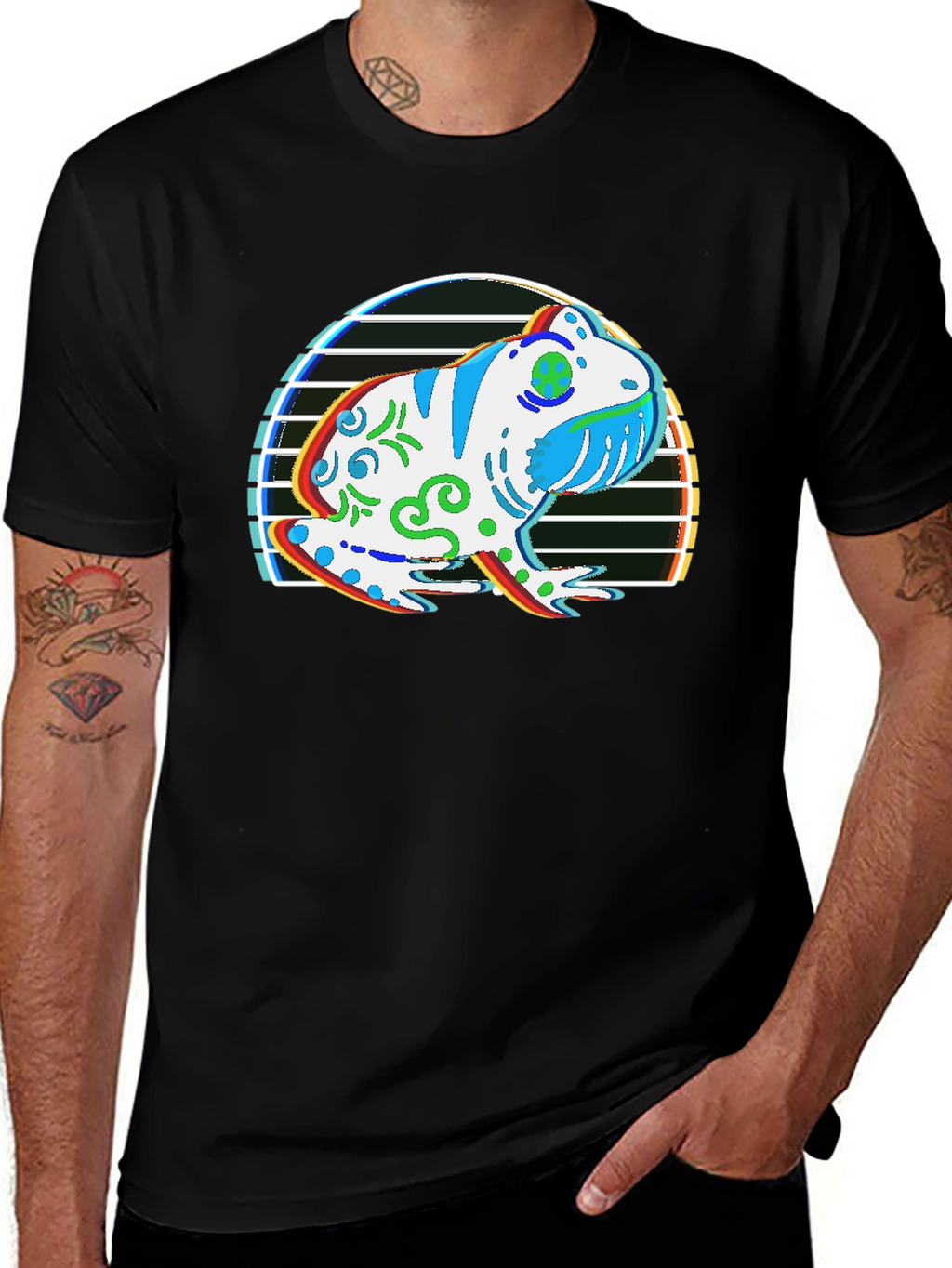 Frog Graphic T-Shirt - Black Cotton Tee