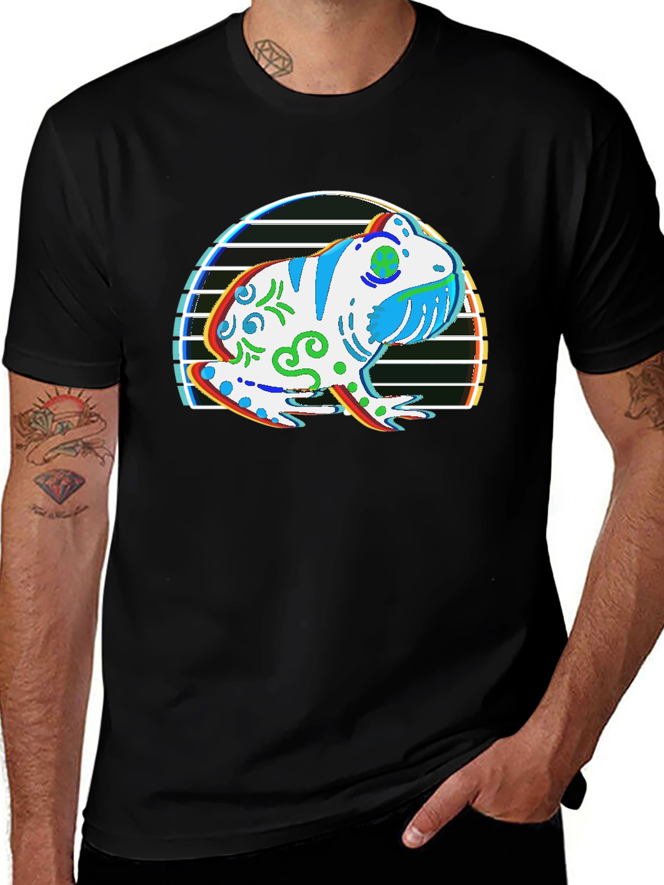 Frog Graphic T-Shirt - Black Cotton Tee
