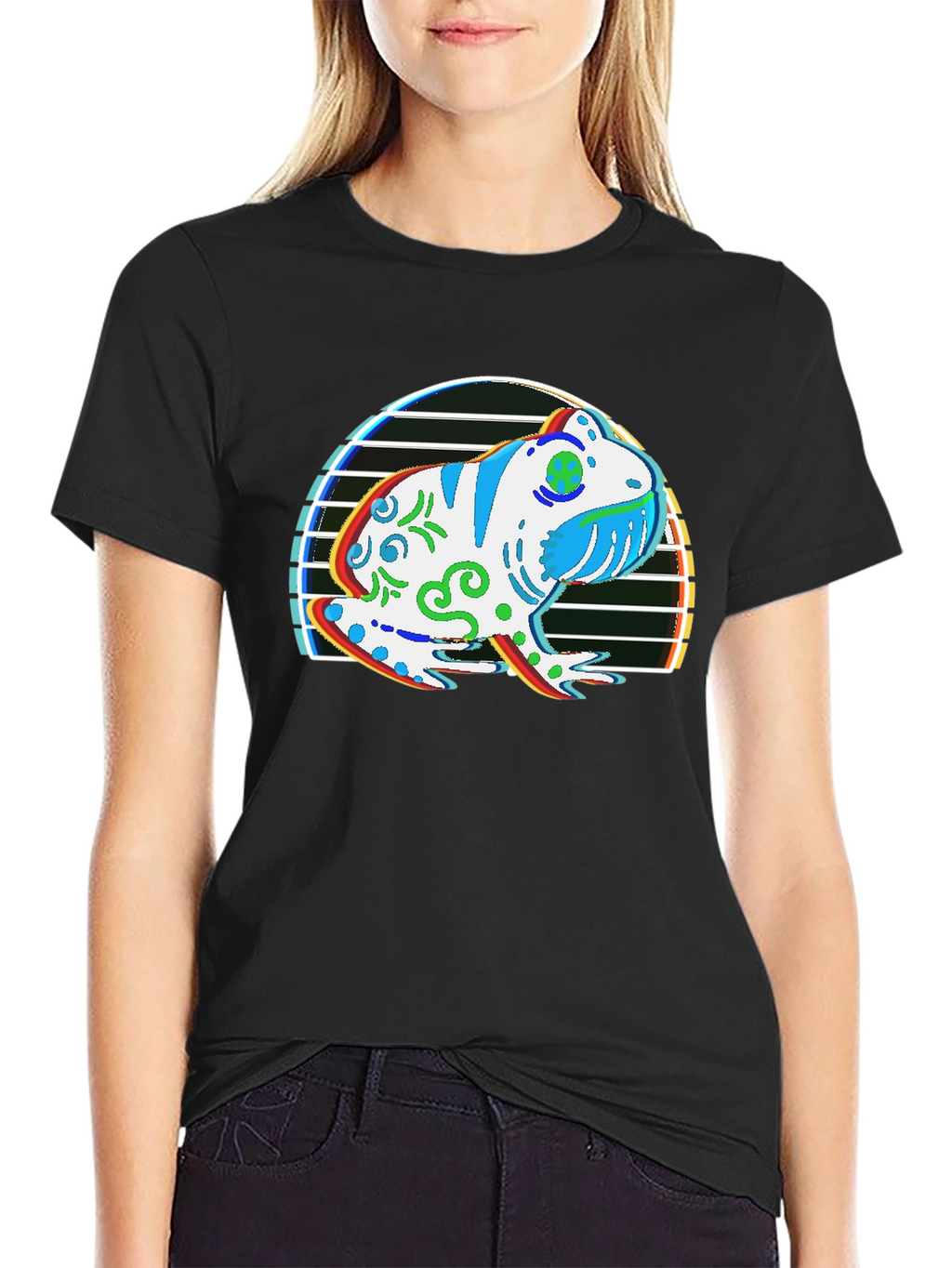 Frog Graphic T-Shirt - Black Cotton Tee
