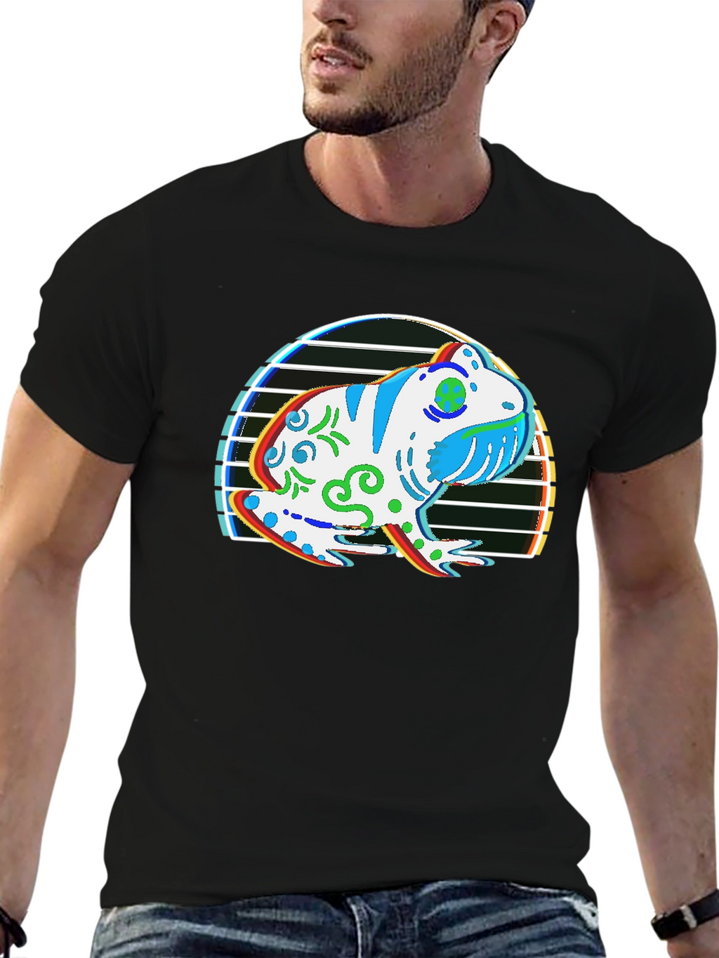 Frog Graphic T-Shirt - Black Cotton Tee