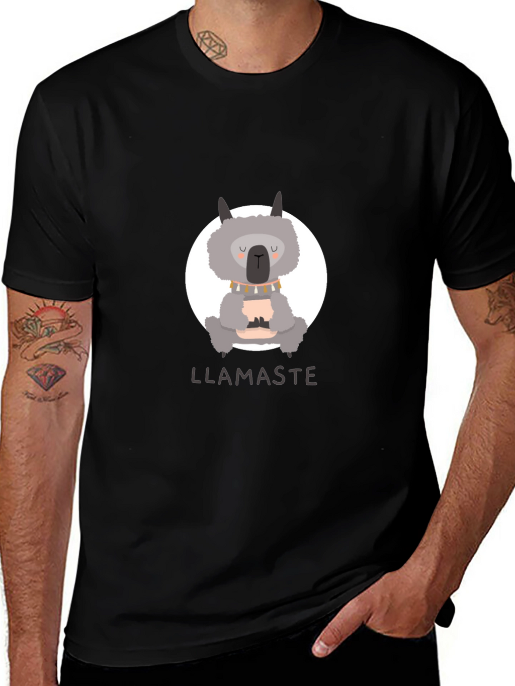 Llamaste Mens Black Graphic T-Shirt