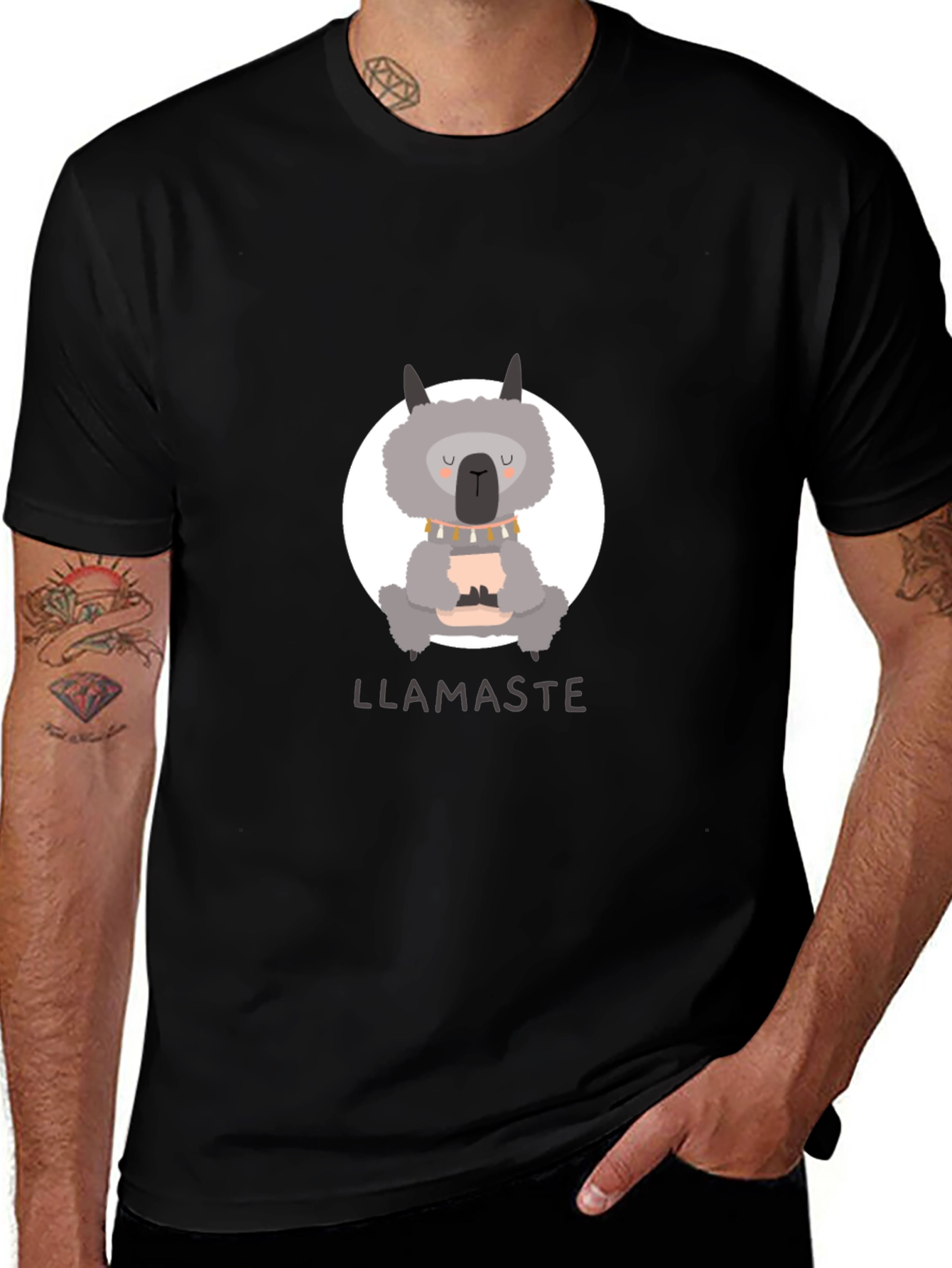 Llamaste Mens Black Graphic T-Shirt