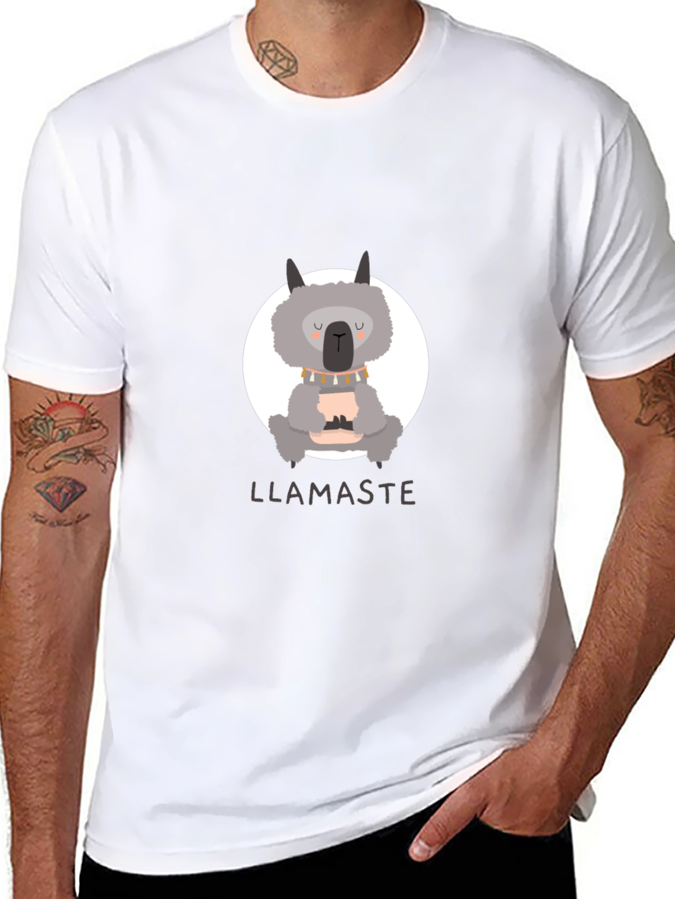 Llamaste Mens Black Graphic T-Shirt