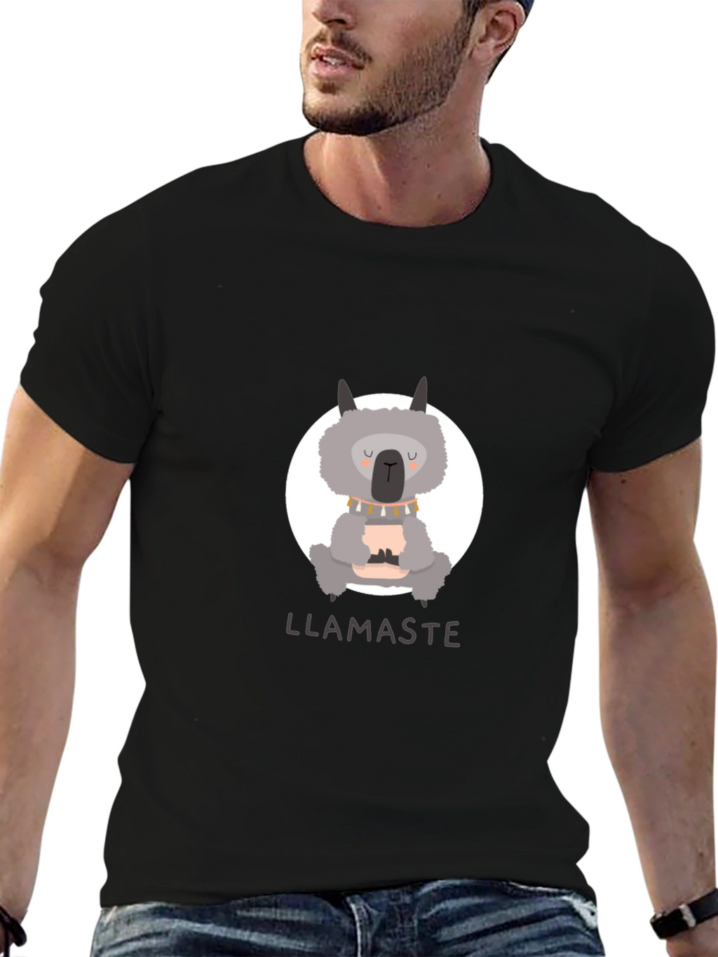 Llamaste Mens Black Graphic T-Shirt