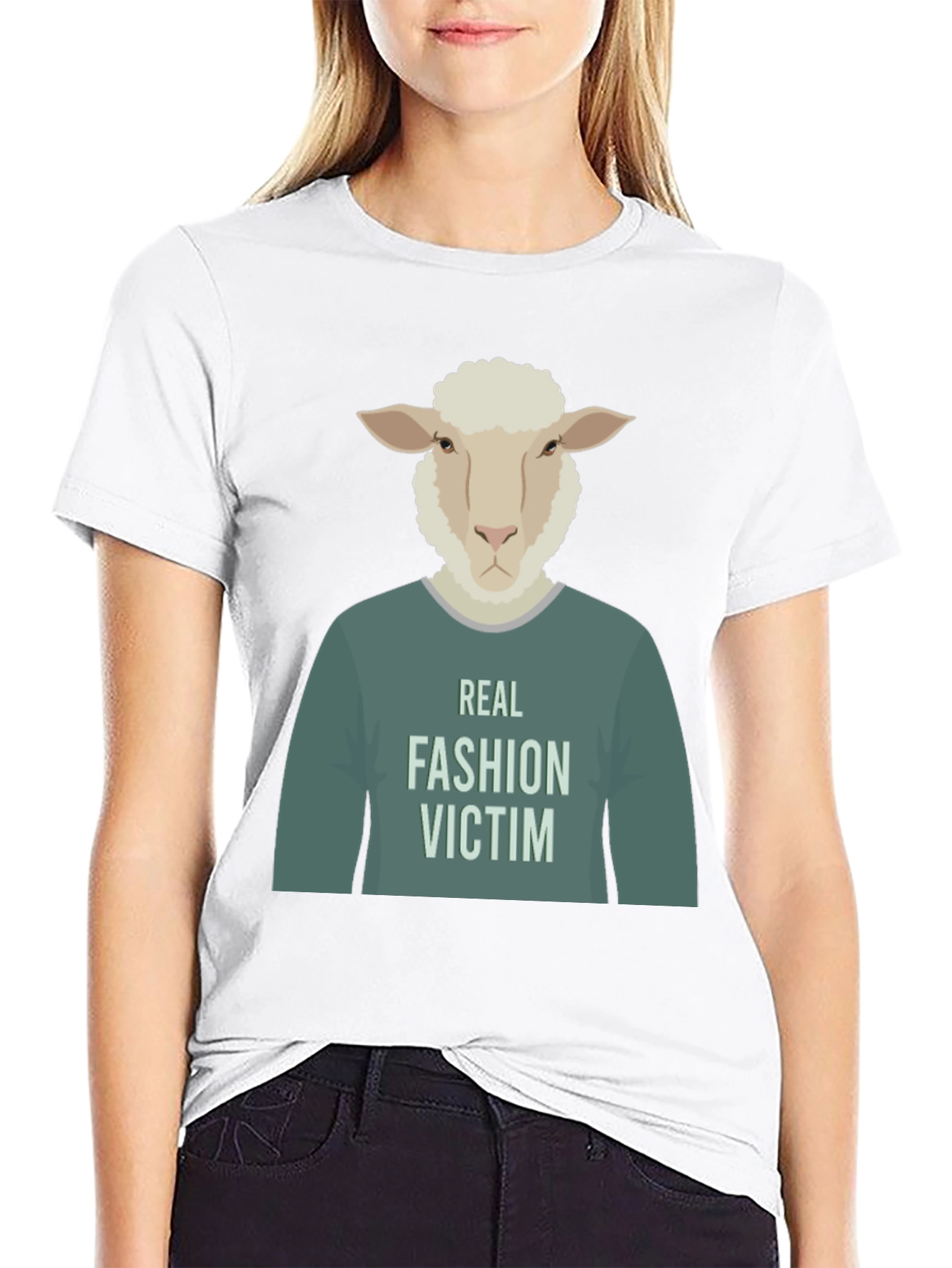 Real Fashion Victim Sheep Graphic T-Shirt