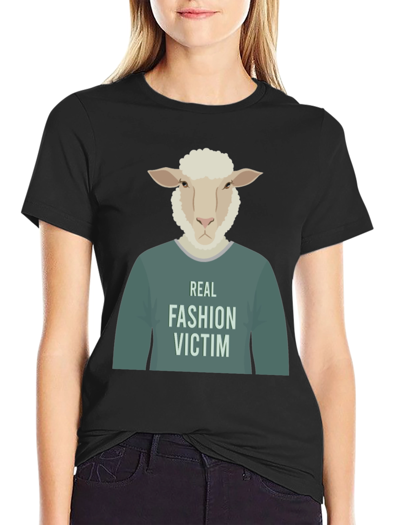 Real Fashion Victim Sheep Graphic T-Shirt