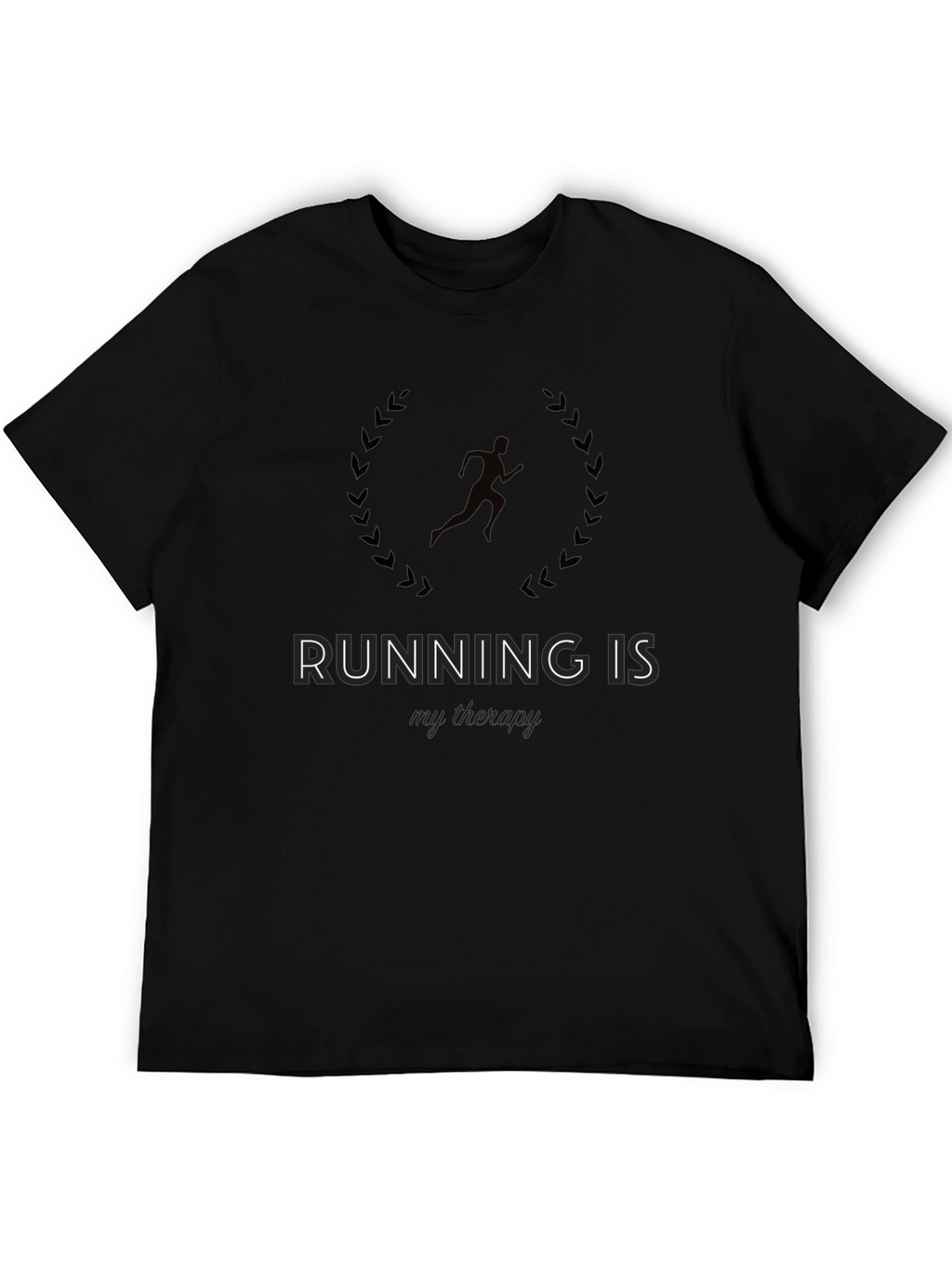 Running is My Therapy Black Graphic Tee