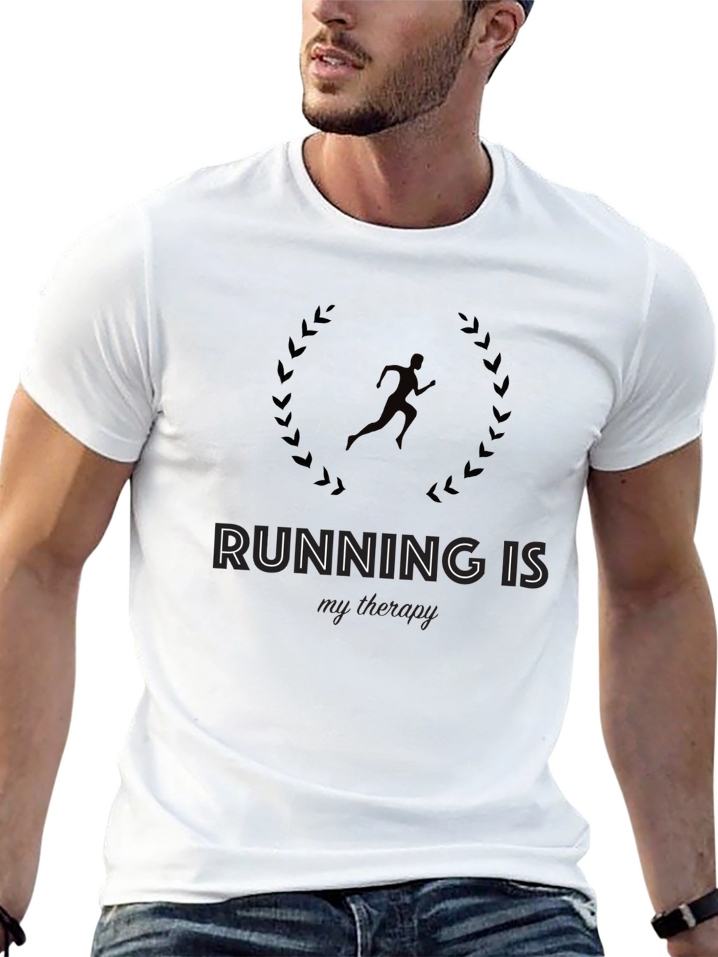 Running is My Therapy Black Graphic Tee