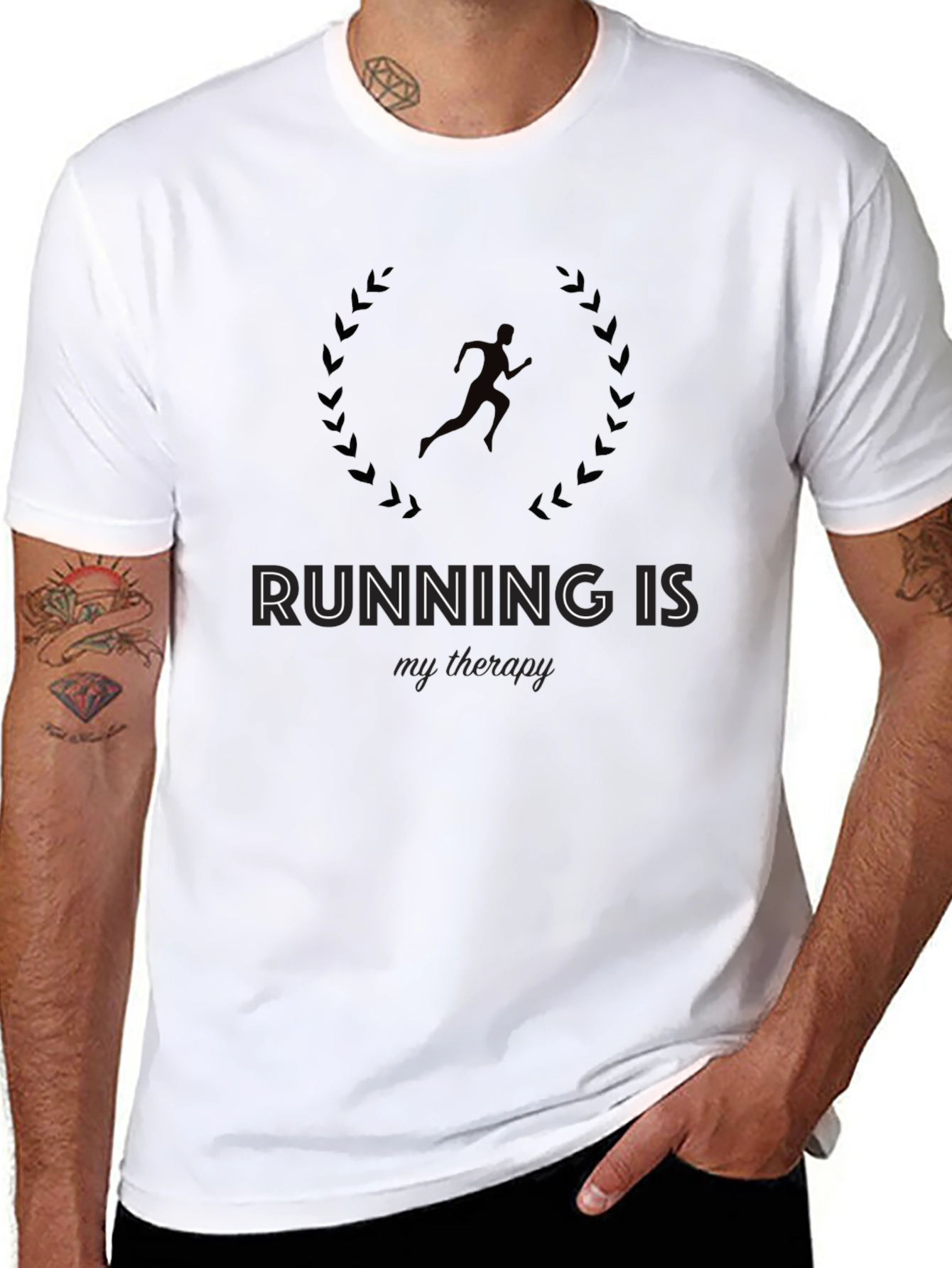 Running is My Therapy Black Graphic Tee