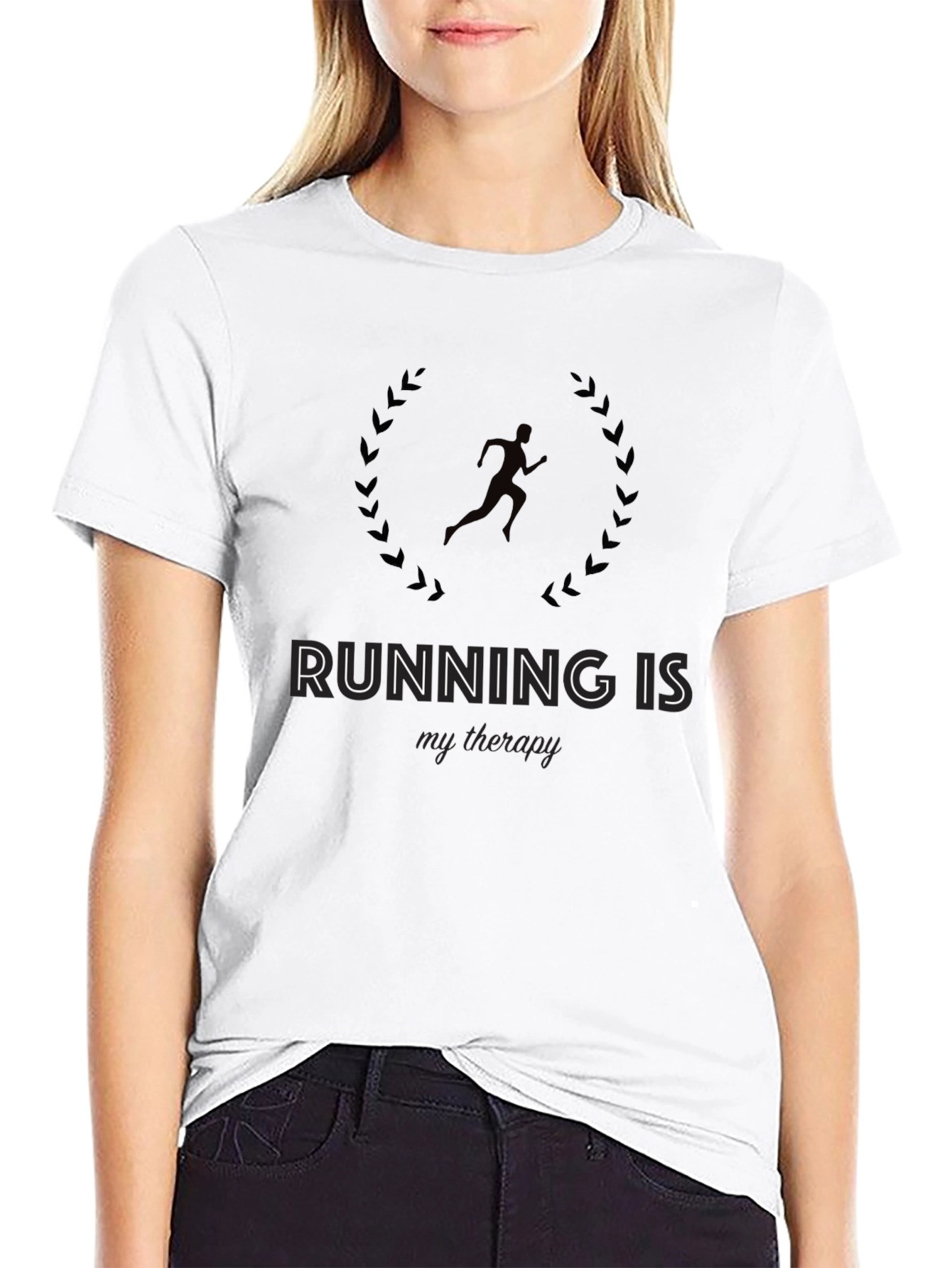 Running is My Therapy Black Graphic Tee
